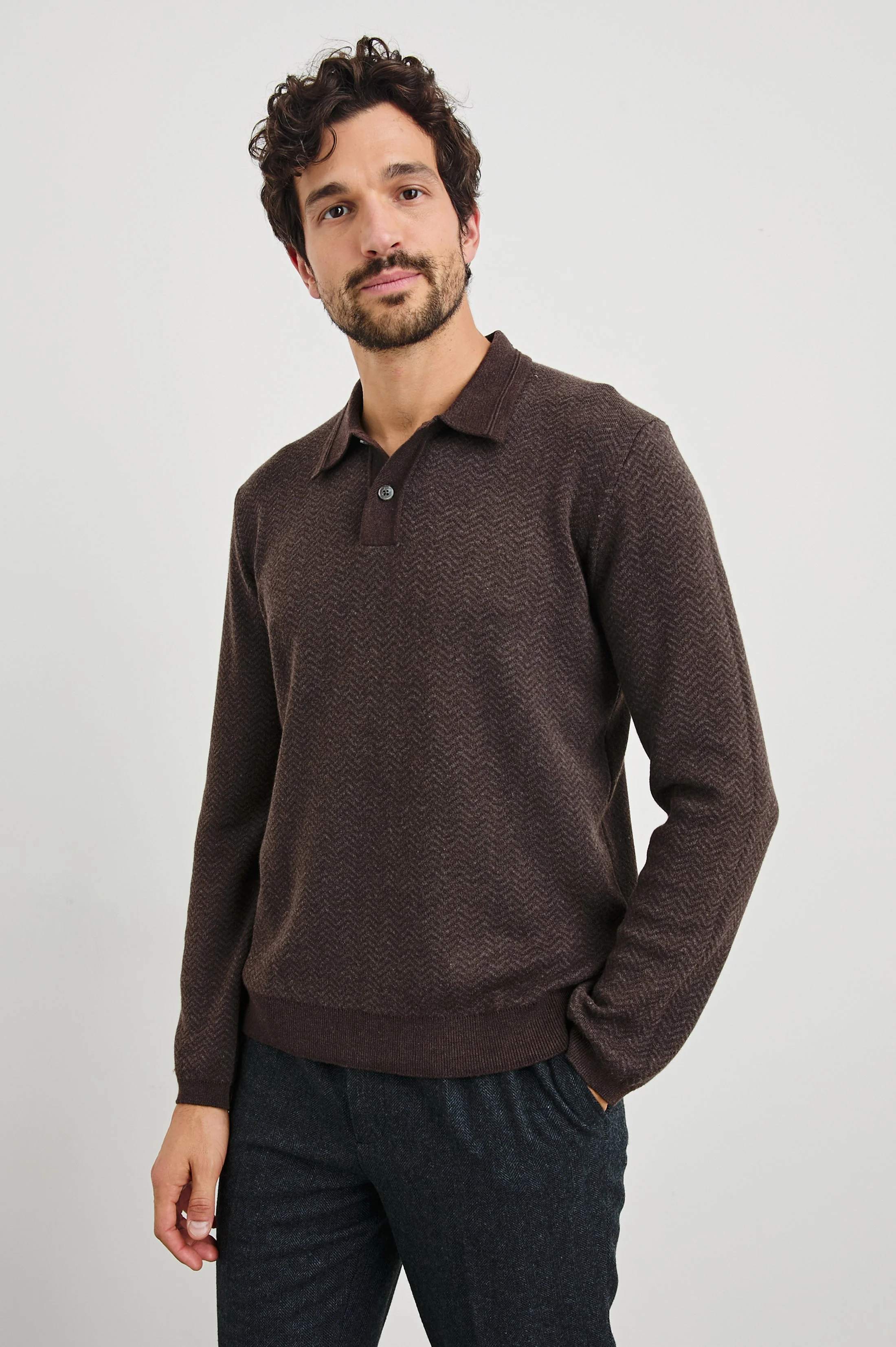 HERRINGTON SWEATER - BROWN HERRINGBONE MELANGE - Image 3