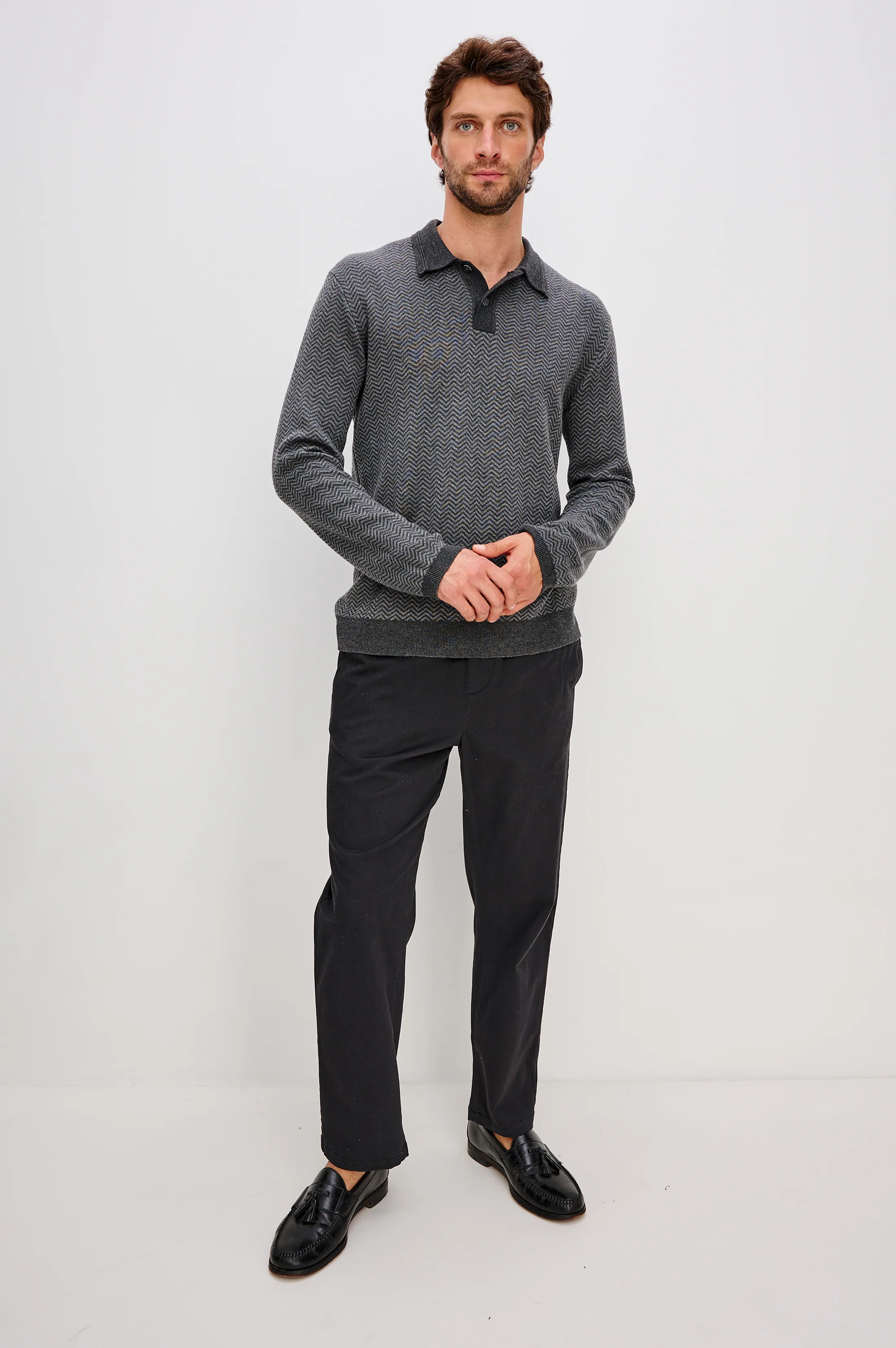 HERRINGTON SWEATER - CHARCOAL HERRINGBONE MELANGE - Image 3