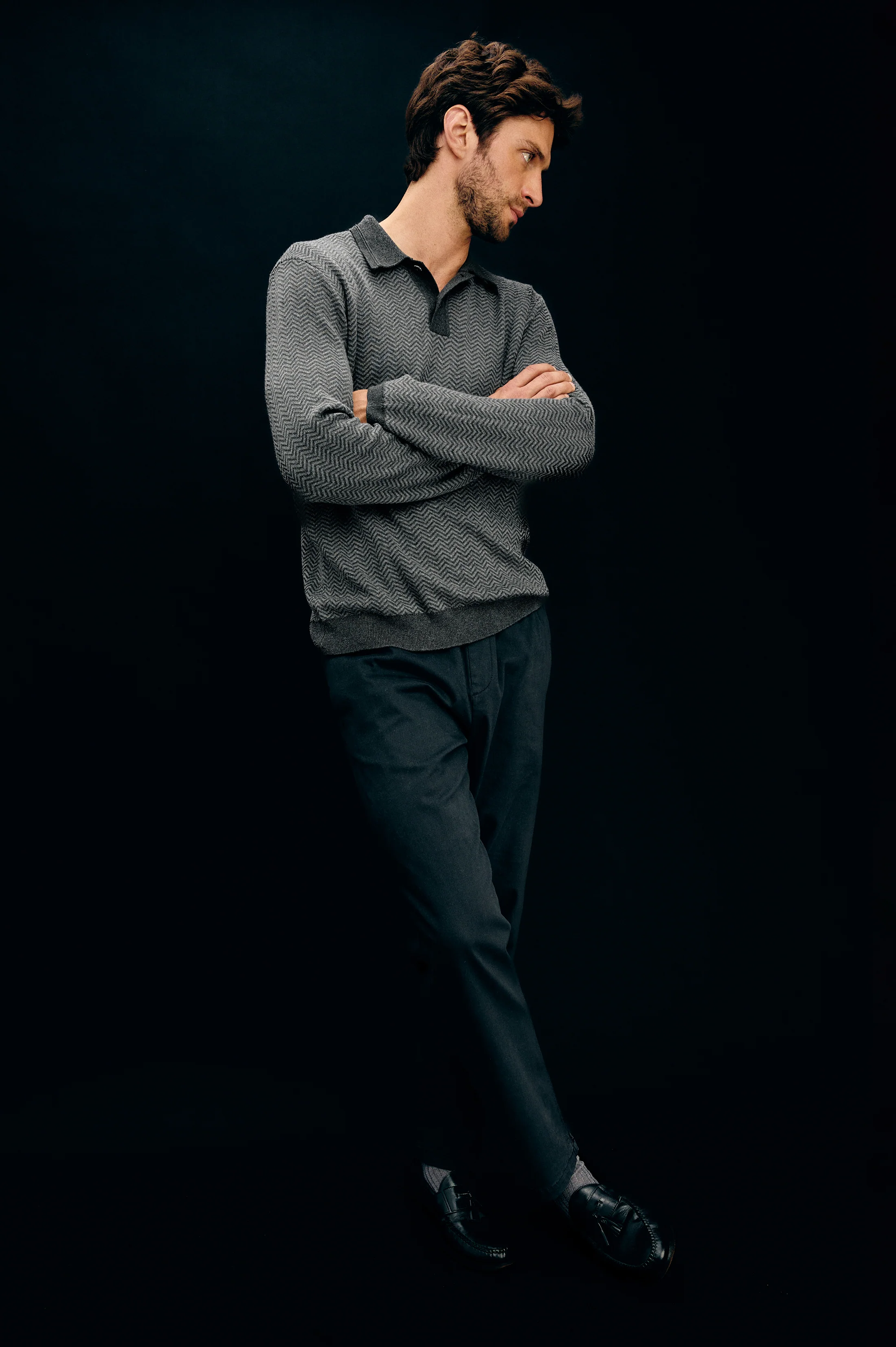 HERRINGTON SWEATER - CHARCOAL HERRINGBONE MELANGE - Image 5