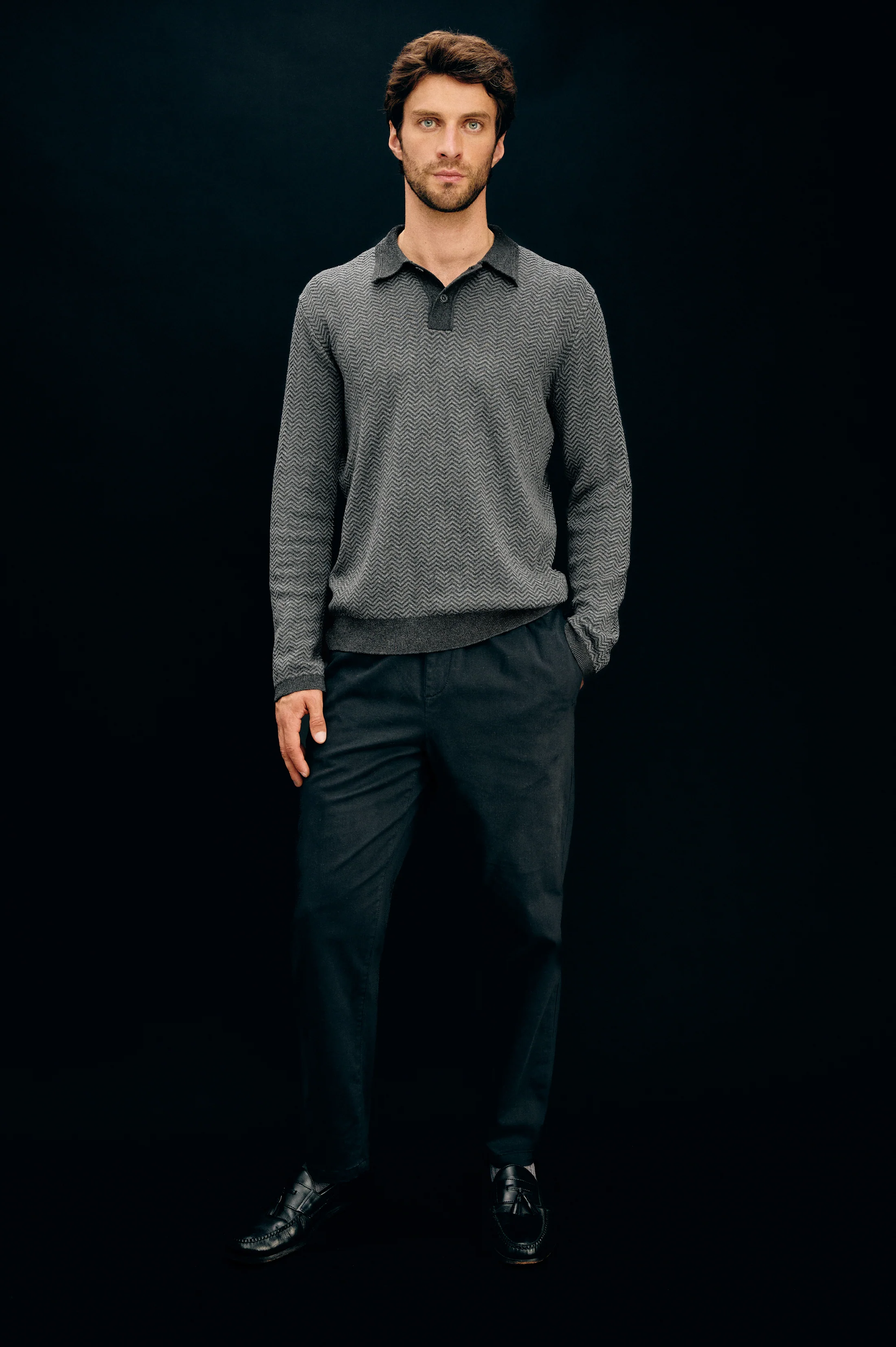 HERRINGTON SWEATER - CHARCOAL HERRINGBONE MELANGE - Image 6