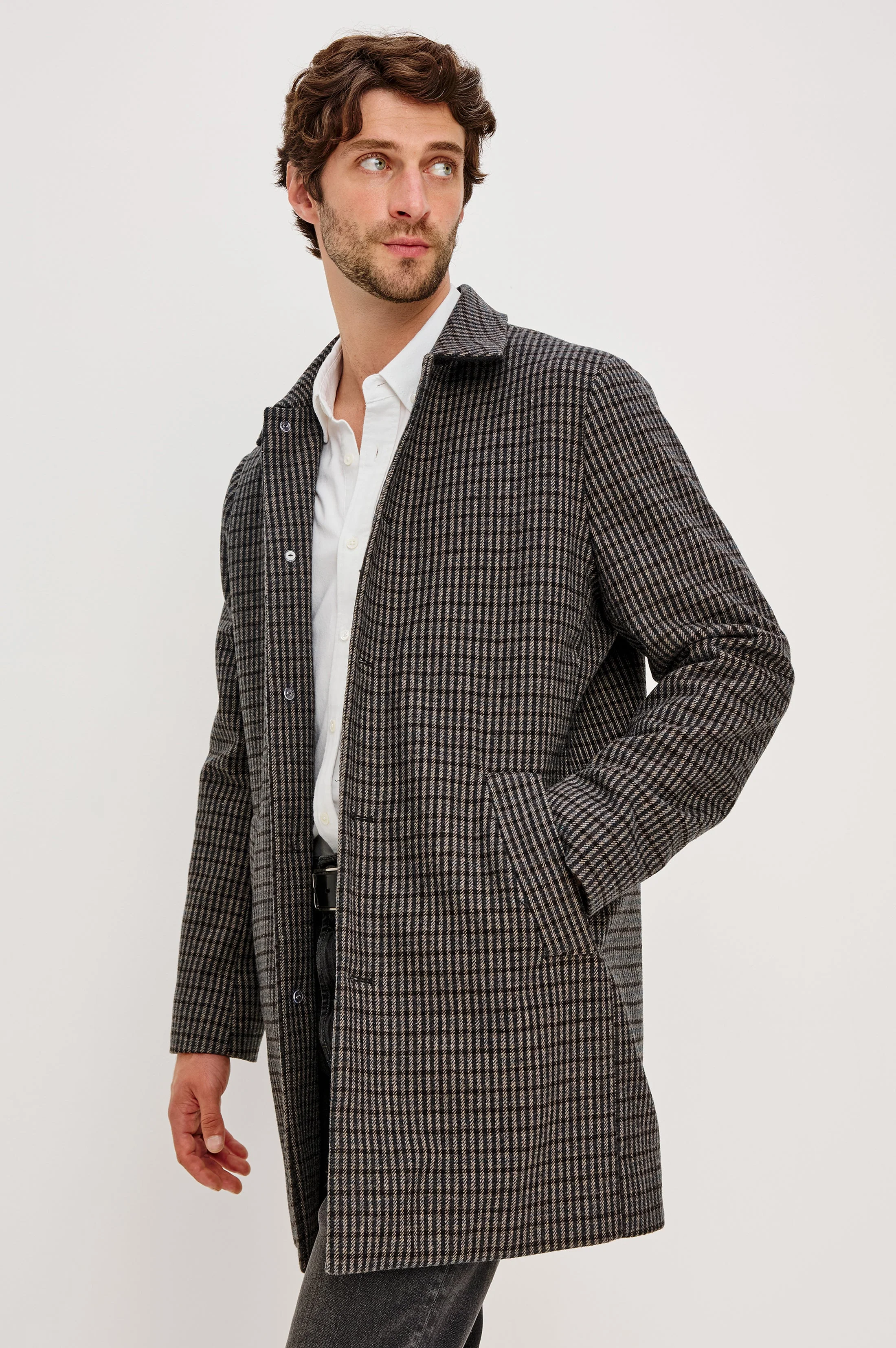 HOCKNEY OVERCOAT - GREY CHECK PLAID - Image 4