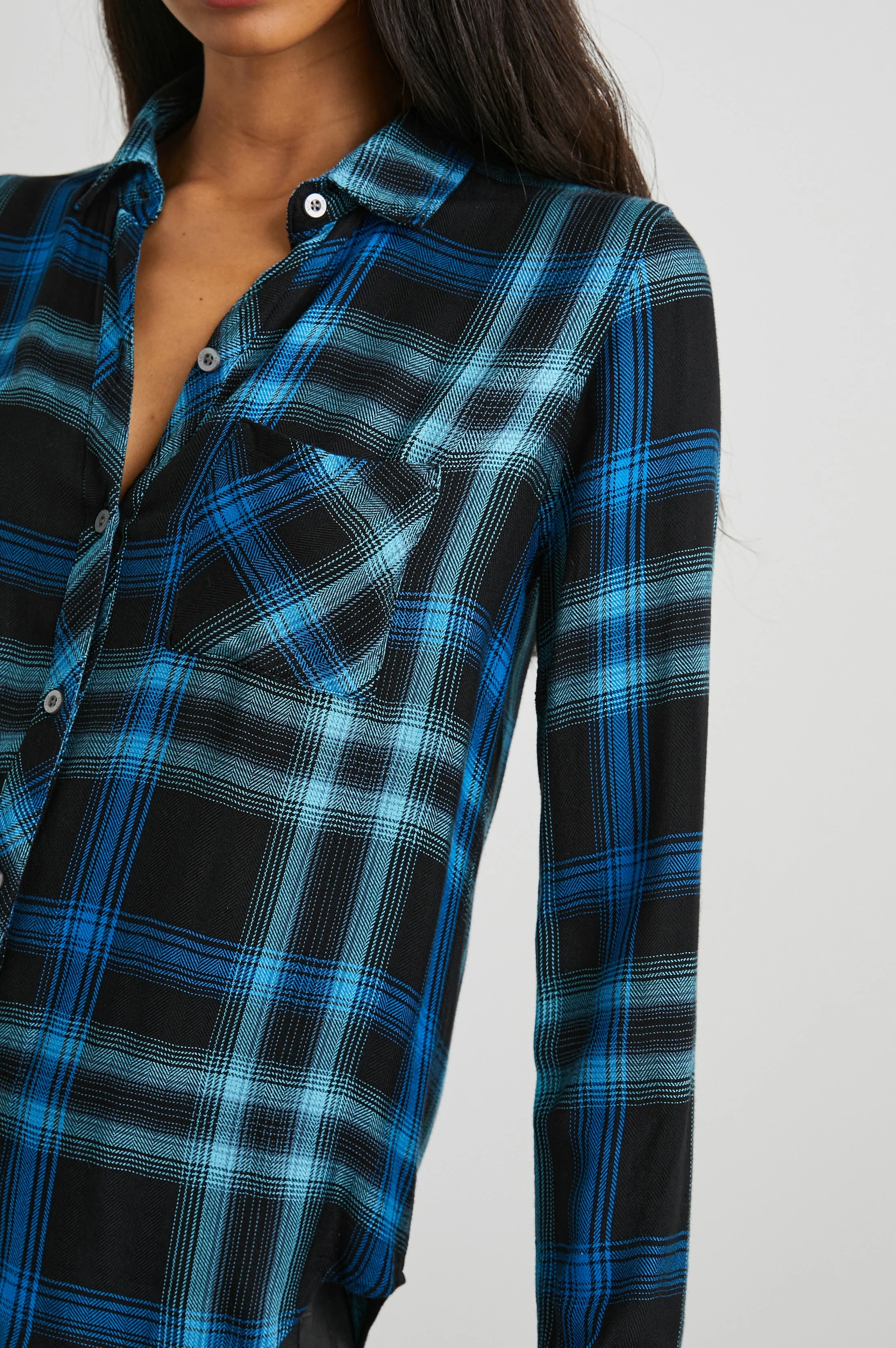 HUNTER SHIRT - BLACK AQUA BLUE - Image 2