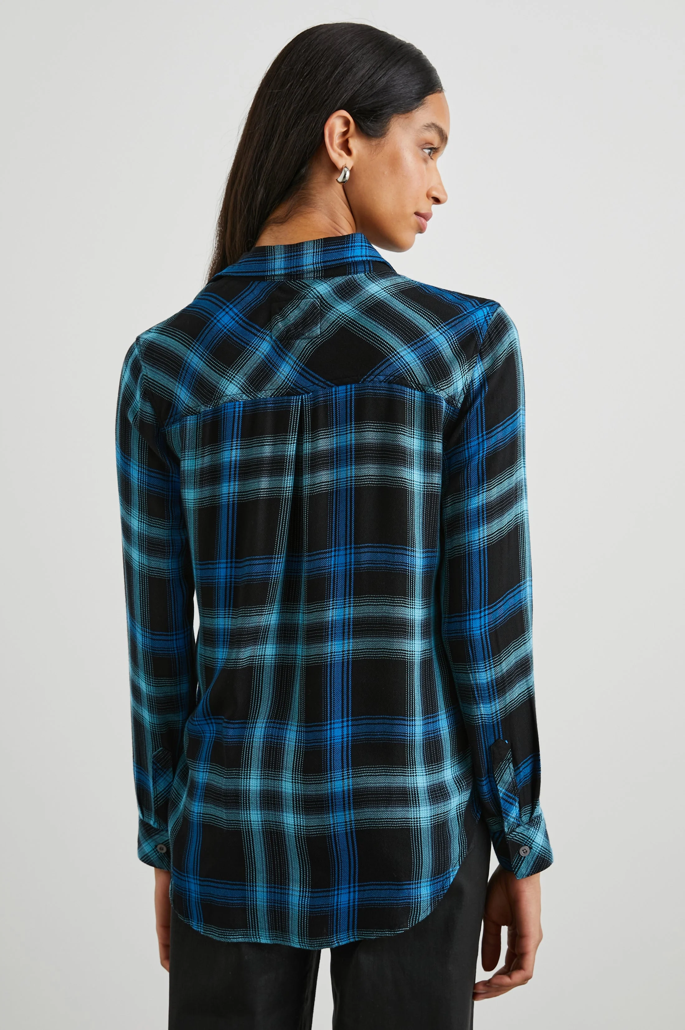 HUNTER SHIRT - BLACK AQUA BLUE - Image 4