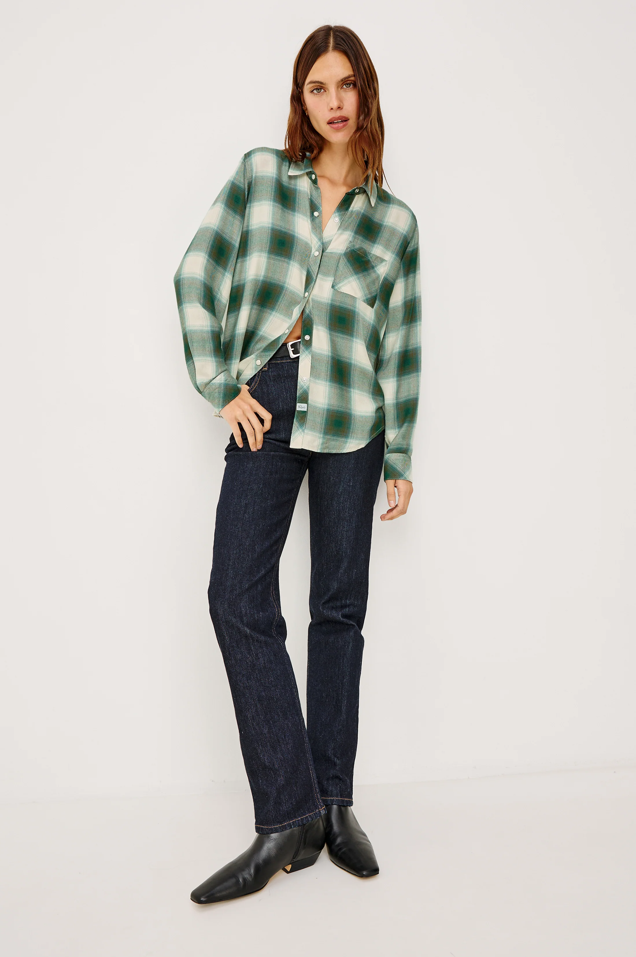 HUNTER SHIRT - IVORY OLIVE TEAL - Image 3