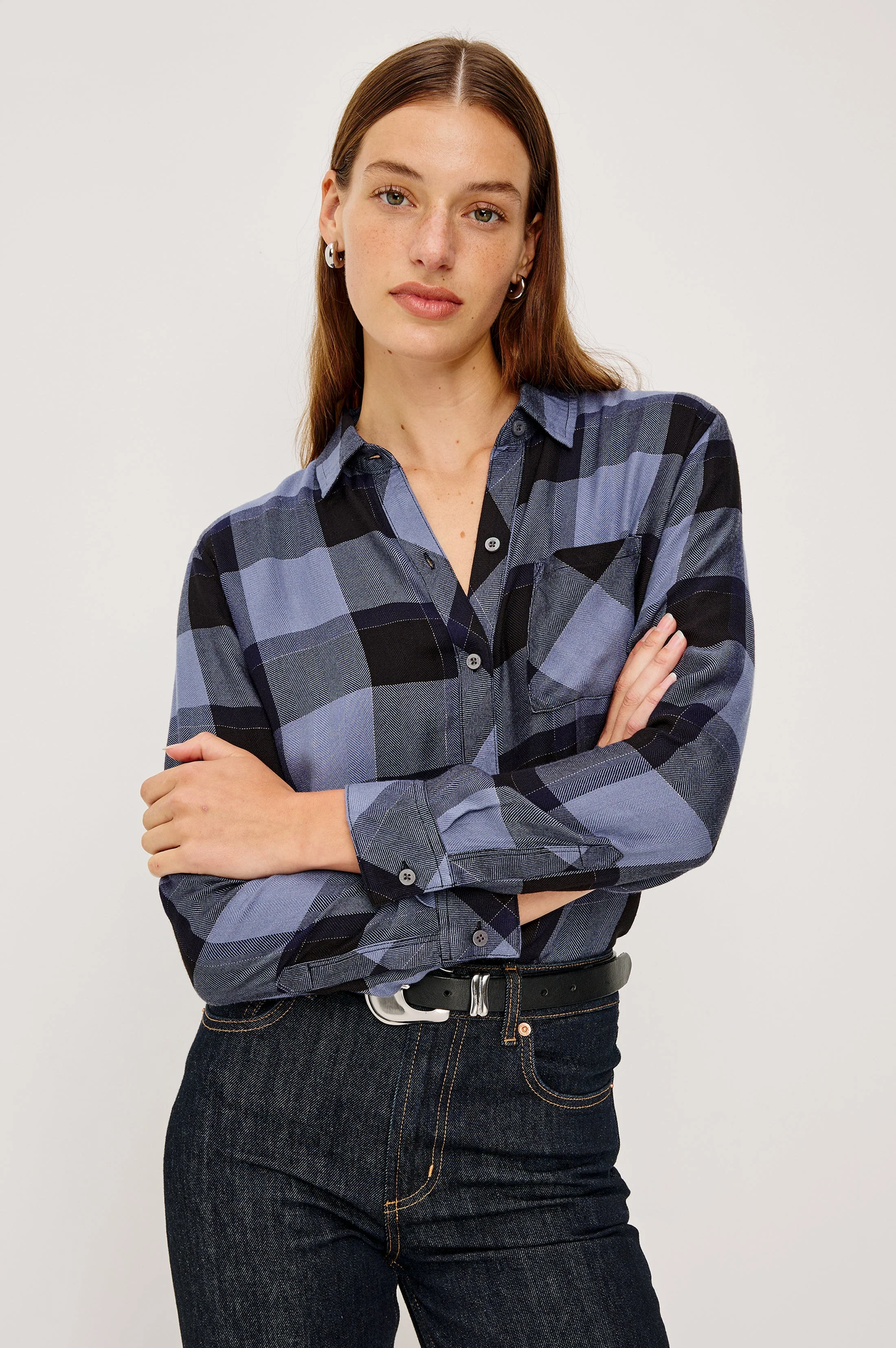 HUNTER SHIRT - PERIWINKLE NAVY SILVER LUREX - Image 2
