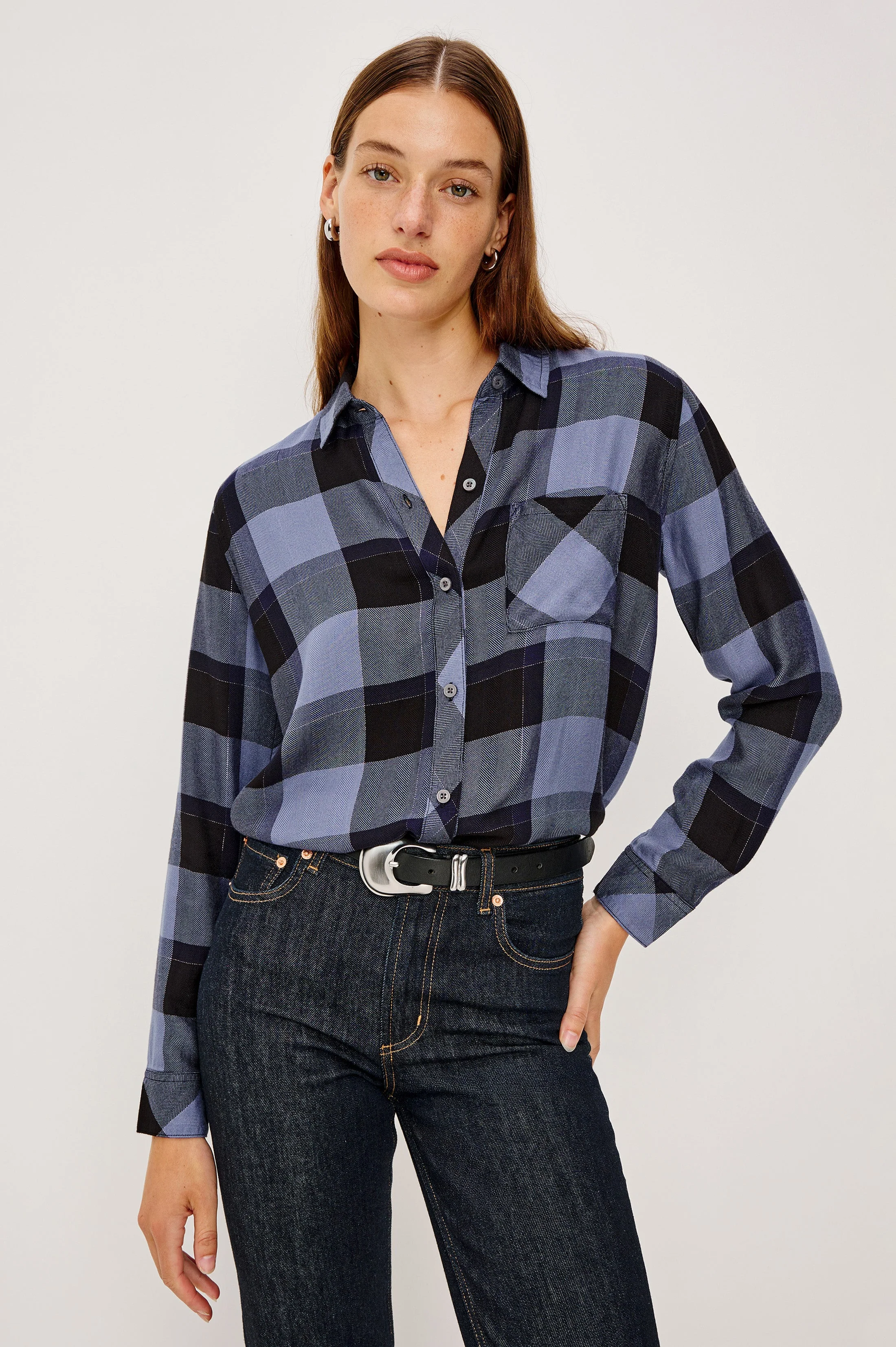 HUNTER SHIRT - PERIWINKLE NAVY SILVER LUREX - Image 3