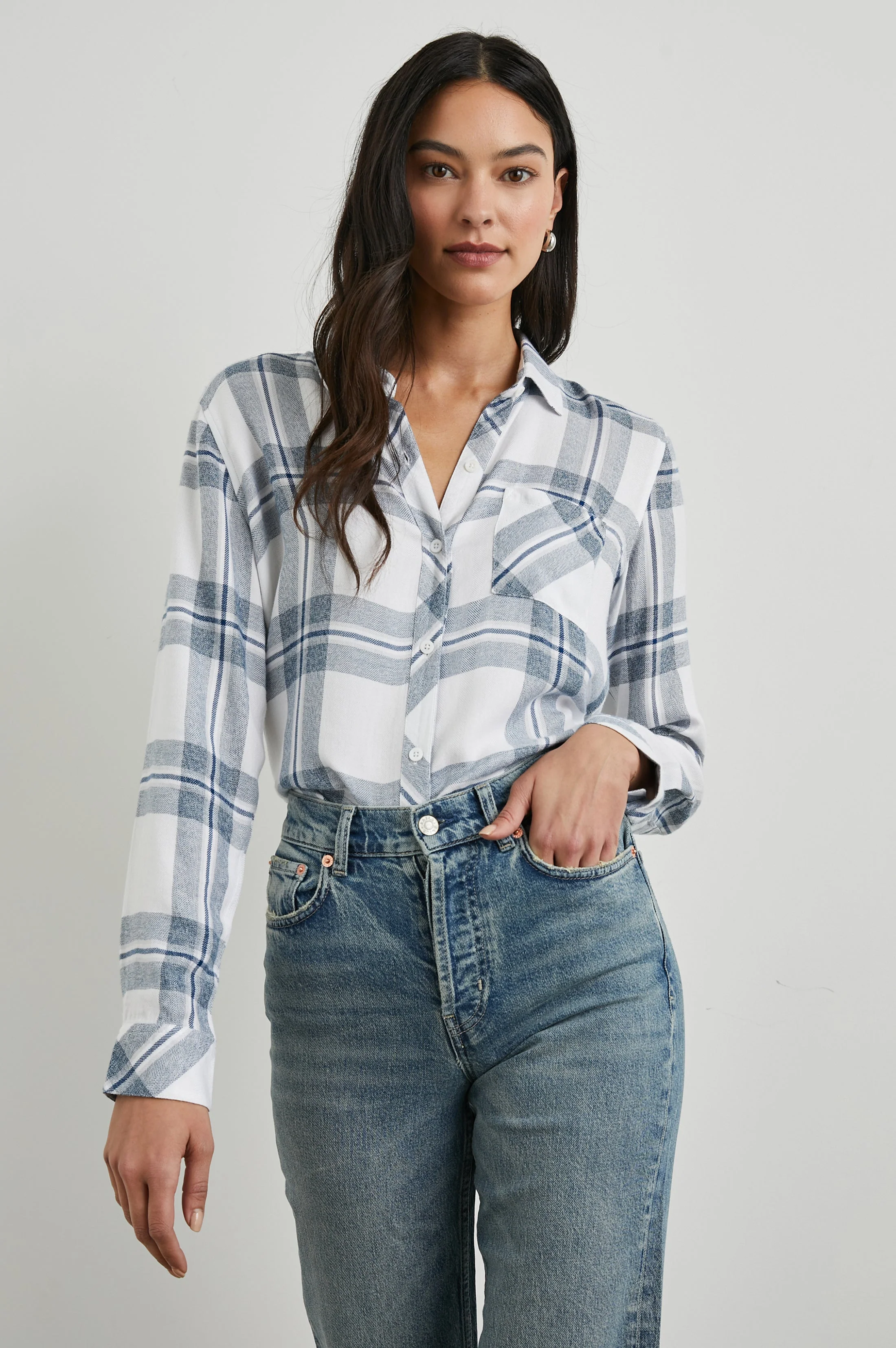 HUNTER SHIRT - WHITE INDIGO MELANGE - Image 2