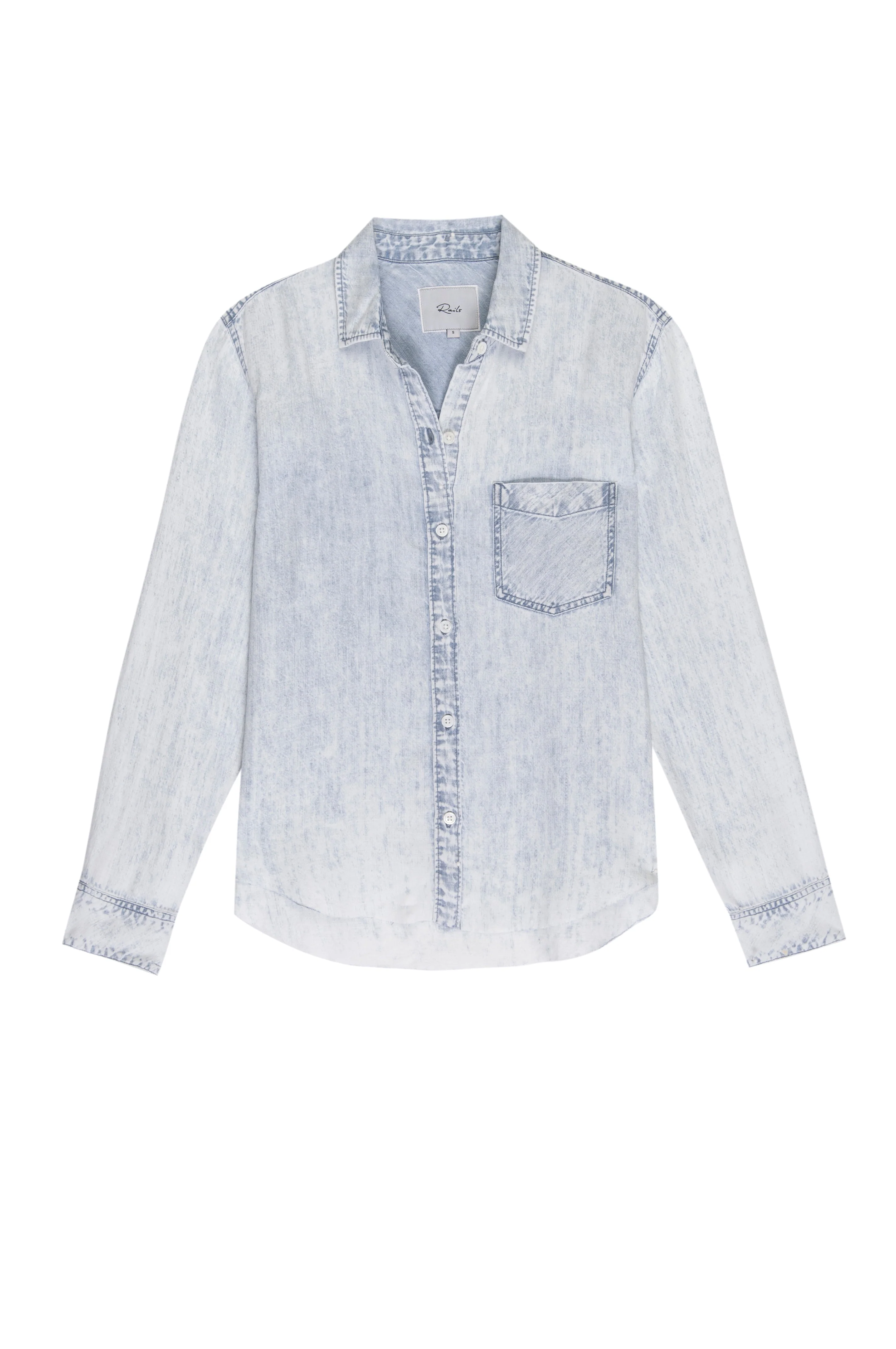 INGRID RAW HEM SHIRT - LIGHT ACID WASH - Image 6