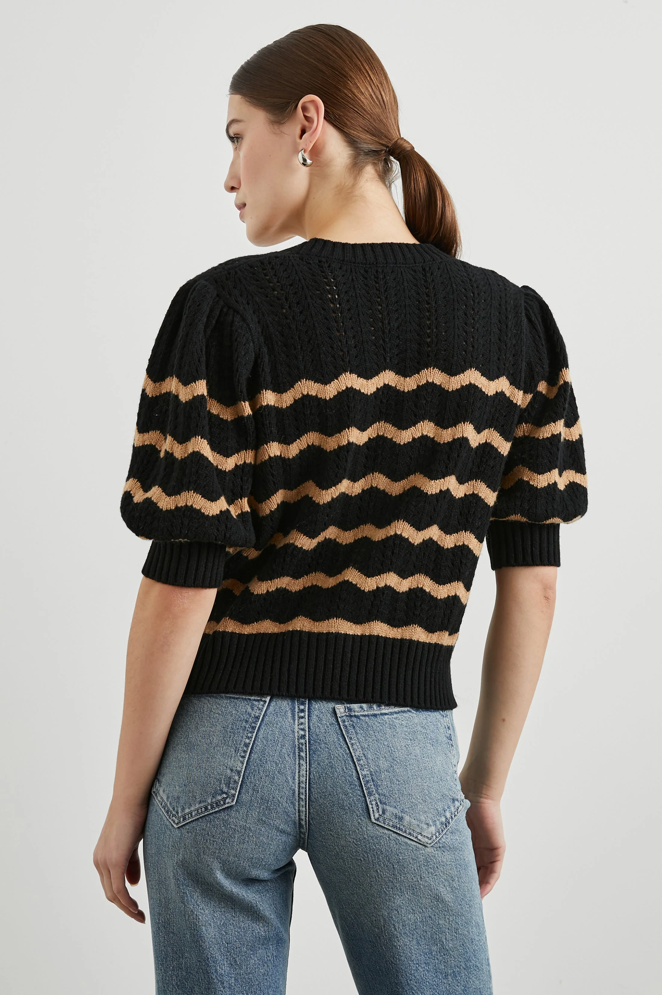 ISLA CARDIGAN - BLACK CAMEL STRIPE - Image 5