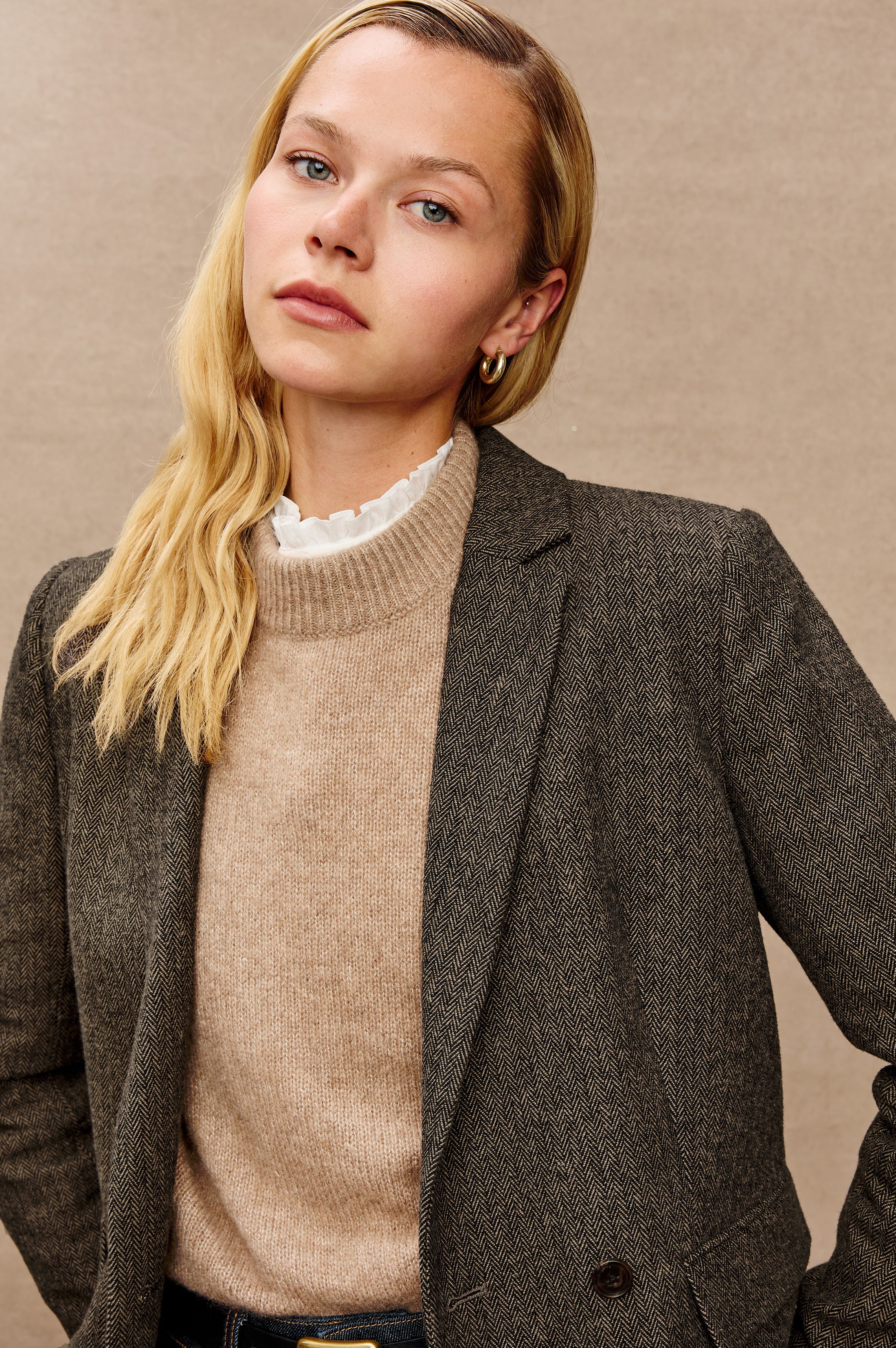 JAC BLAZER - CAMEL BLACK HERRINGBONE - Image 2