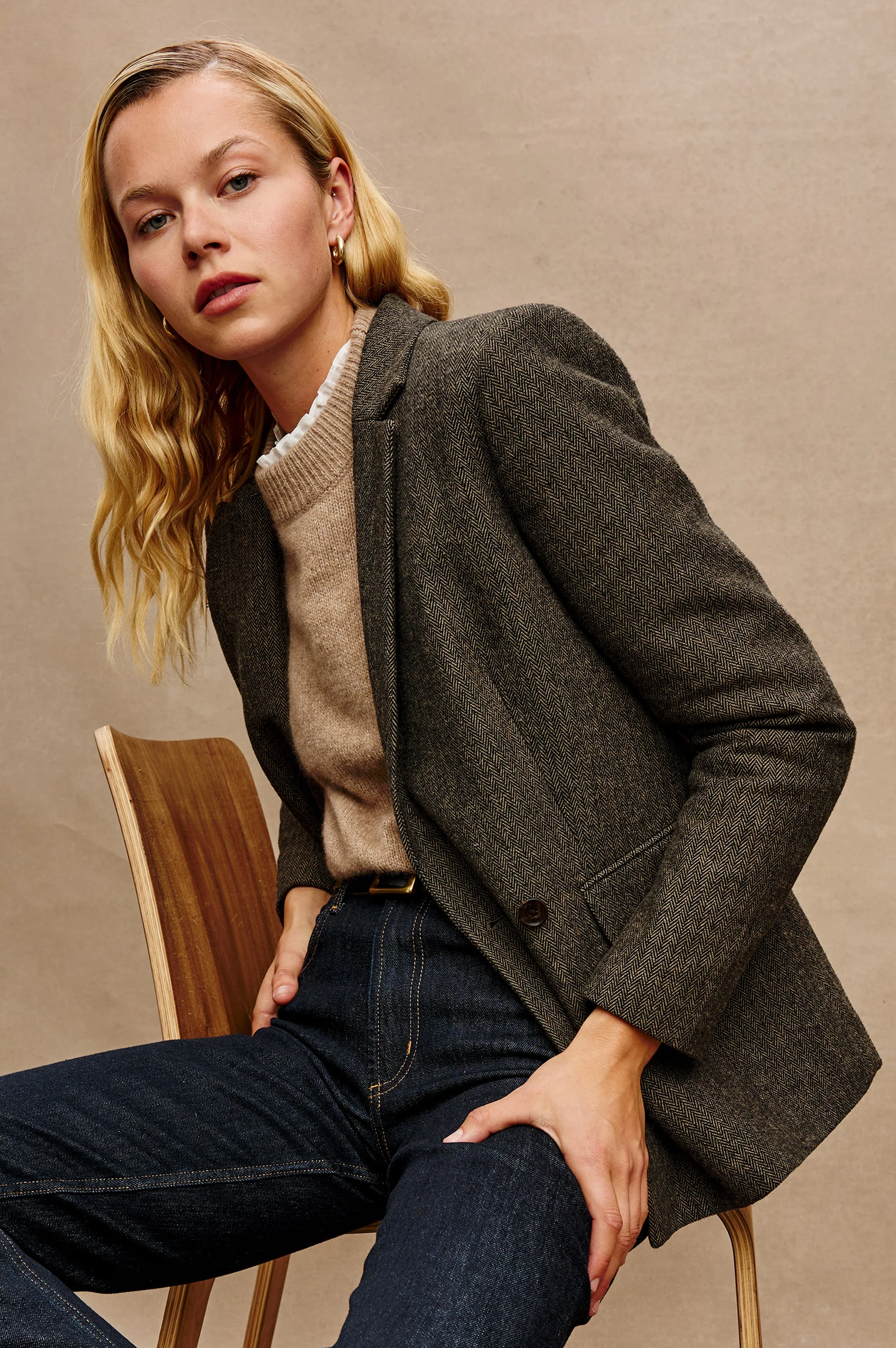 JAC BLAZER - CAMEL BLACK HERRINGBONE - Image 4