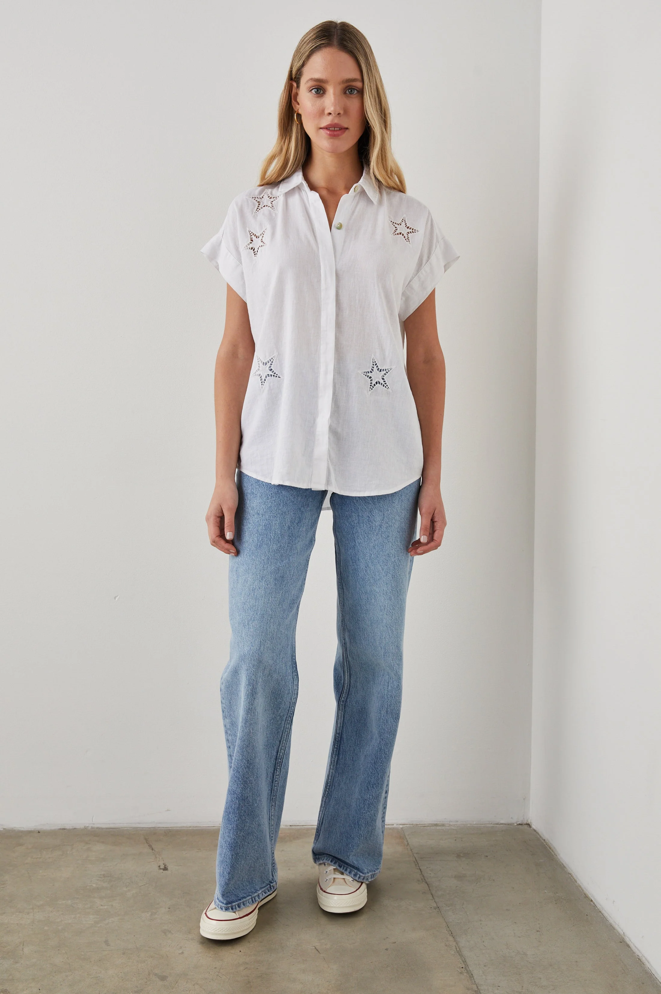 JAMIE SHIRT - WHITE EYELET STARS - Image 3