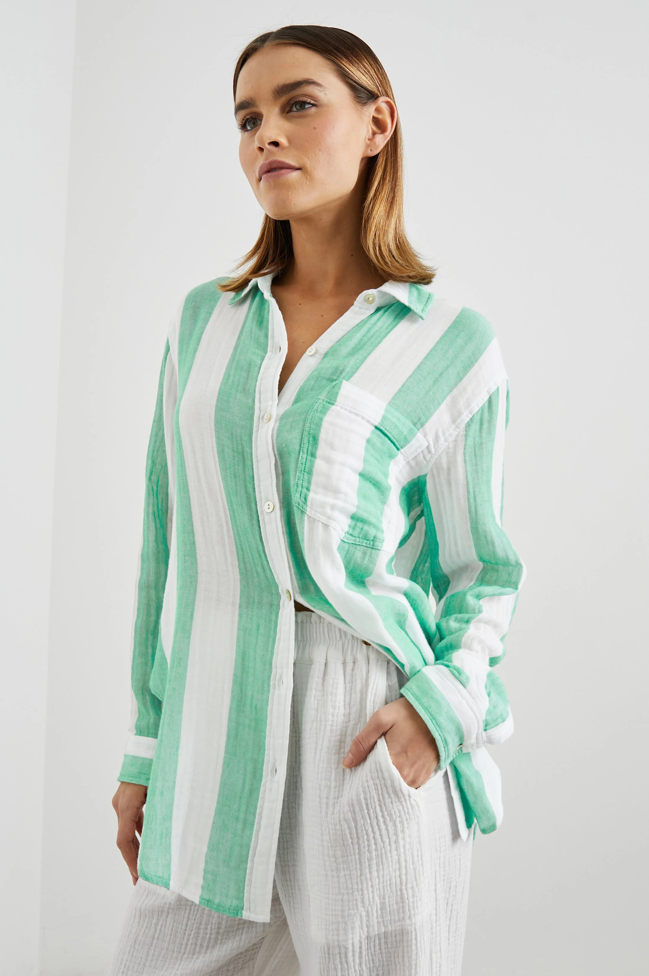 JAYLIN SHIRT - JADE STRIPE - Image 4