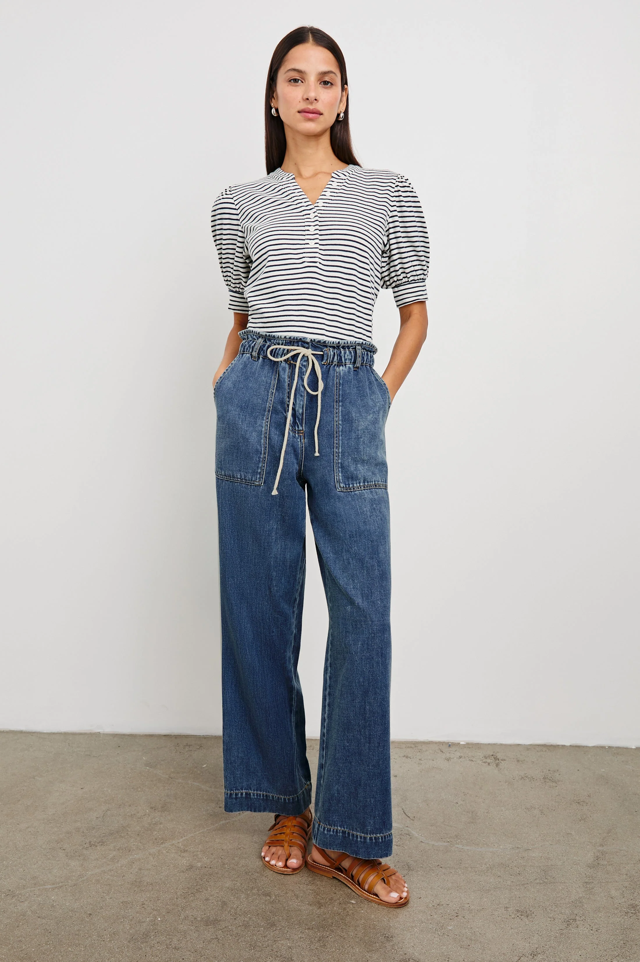 JEWEL TOP - IVORY NAVY MICRO STRIPE - Image 3
