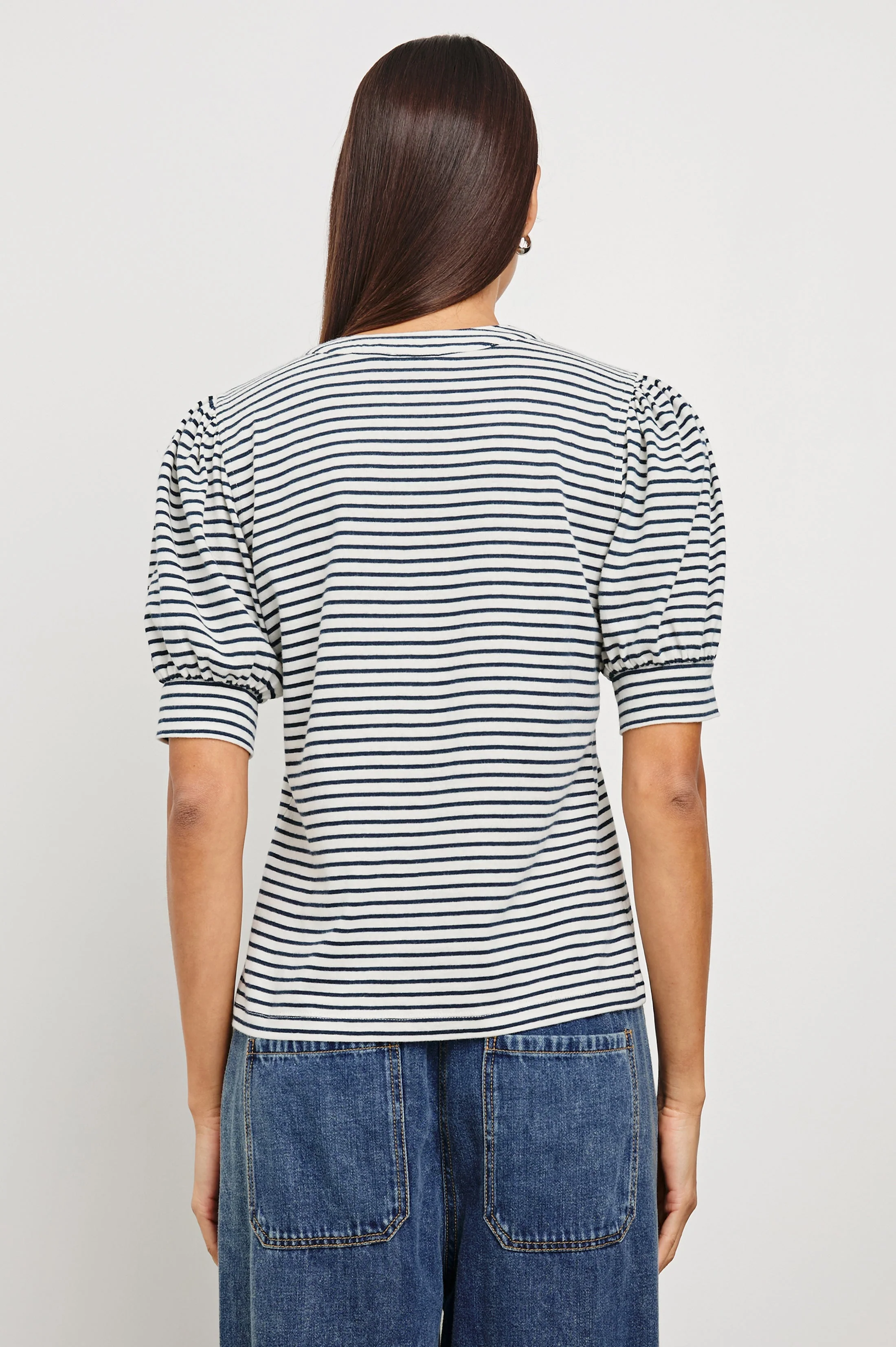 JEWEL TOP - IVORY NAVY MICRO STRIPE - Image 4