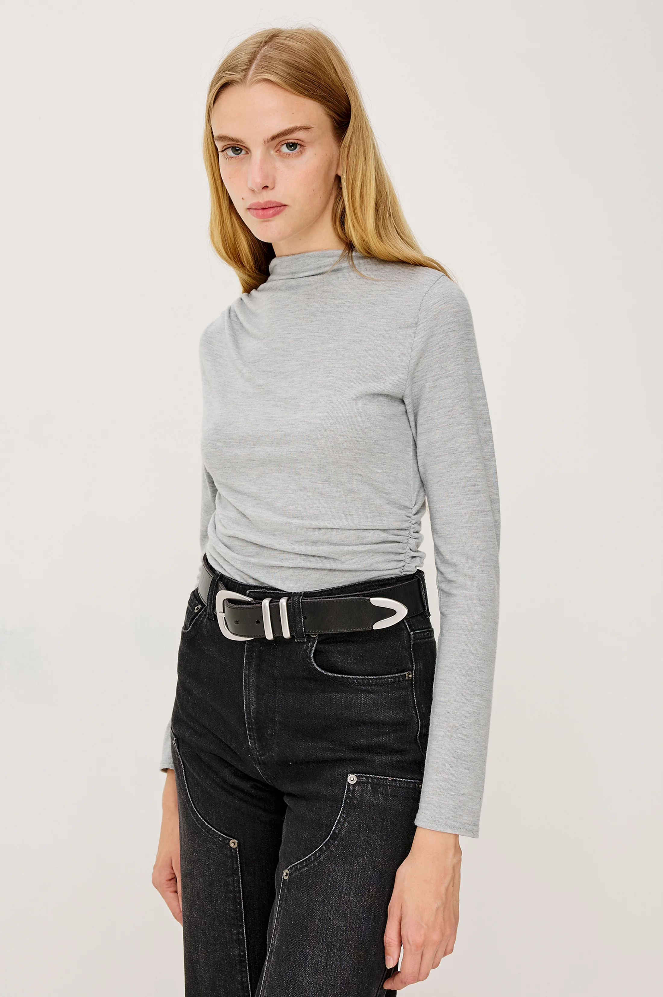 JOELLE TOP - HEATHER GREY
