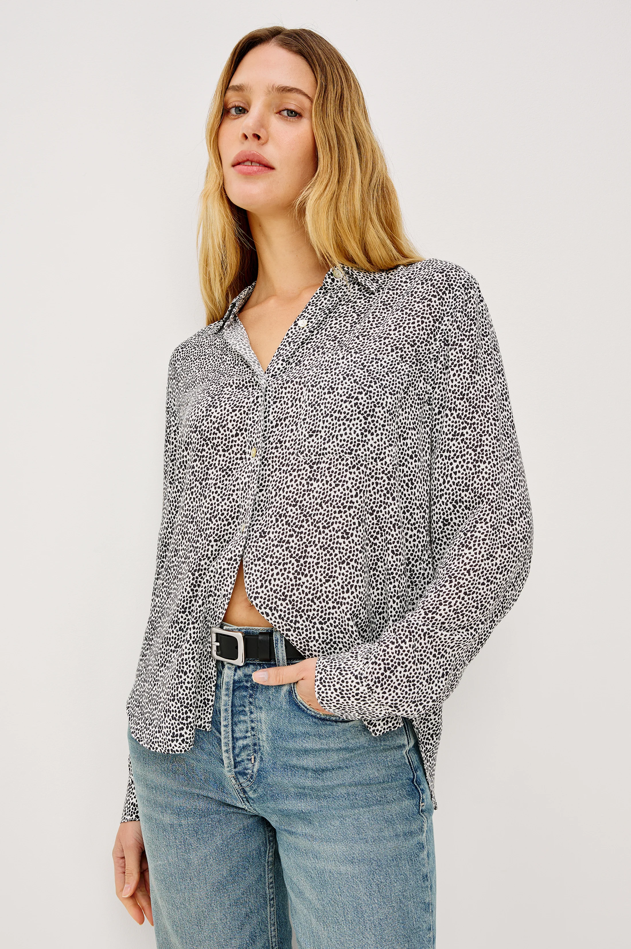 JOSEPHINE SHIRT - IVORY MICRO SPOTS