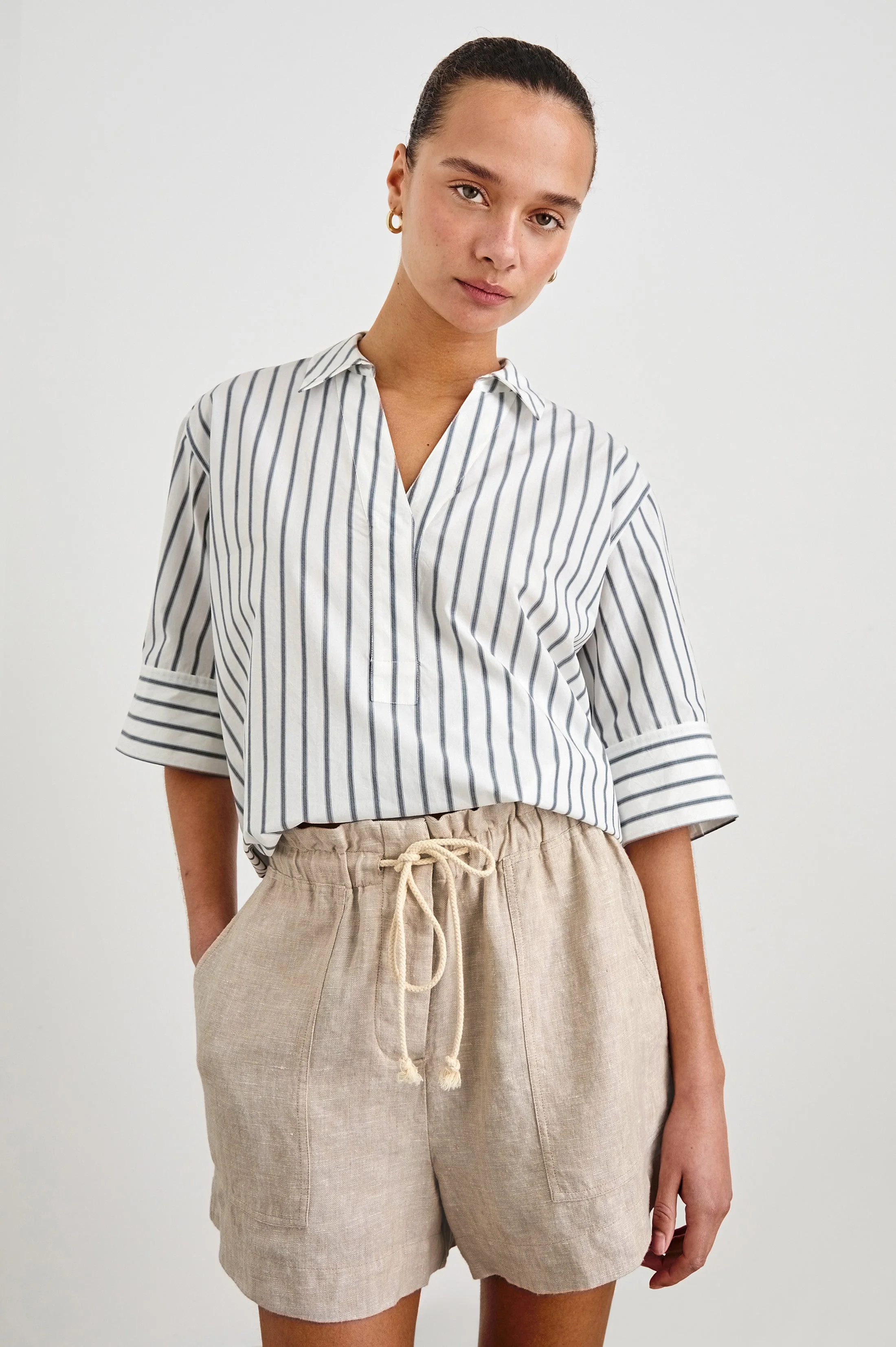 JUDA TOP - CHALK SLATE STRIPE - Image 4