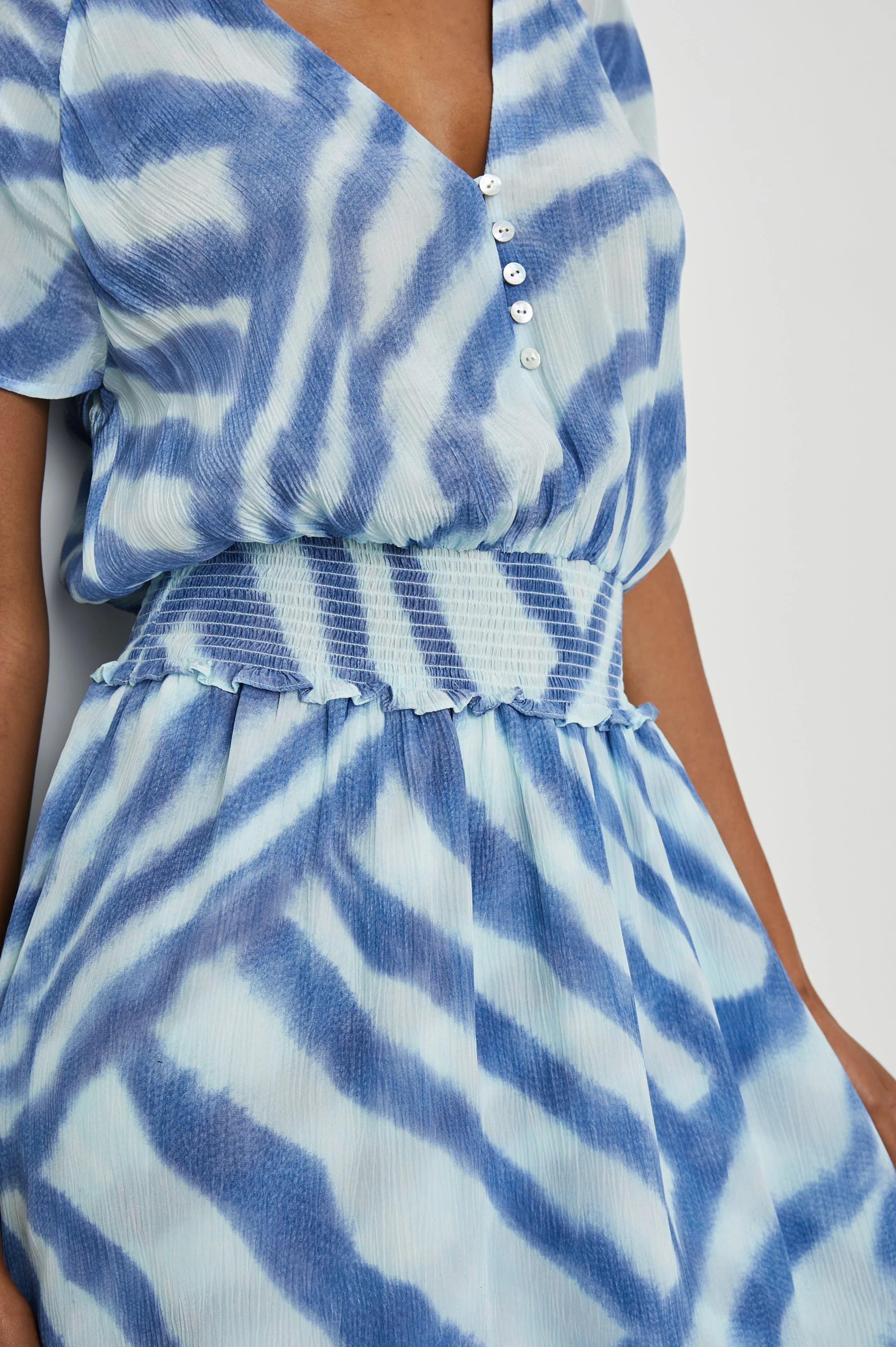 KARLA DRESS - BLUE WATERCOLOR STRIPES - Image 2