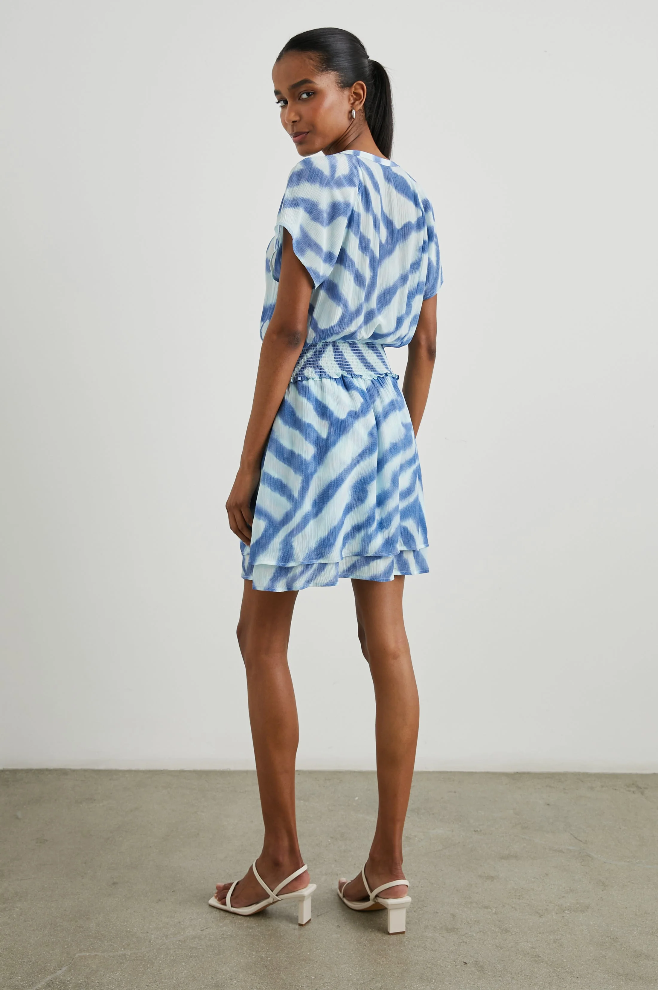 KARLA DRESS - BLUE WATERCOLOR STRIPES - Image 5