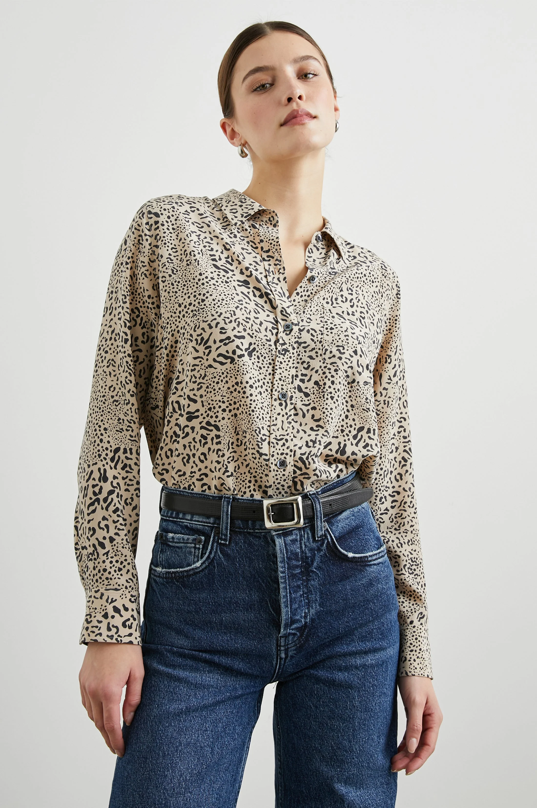 KATE SHIRT - SAND MIXED CHEETAH