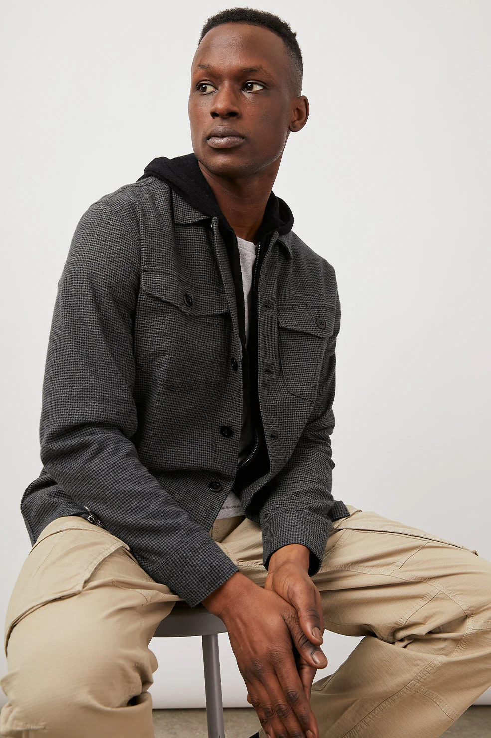 KEROUAC SHIRT JACKET - CHARCOAL BLACK HOUNDSTOOTH - Image 4