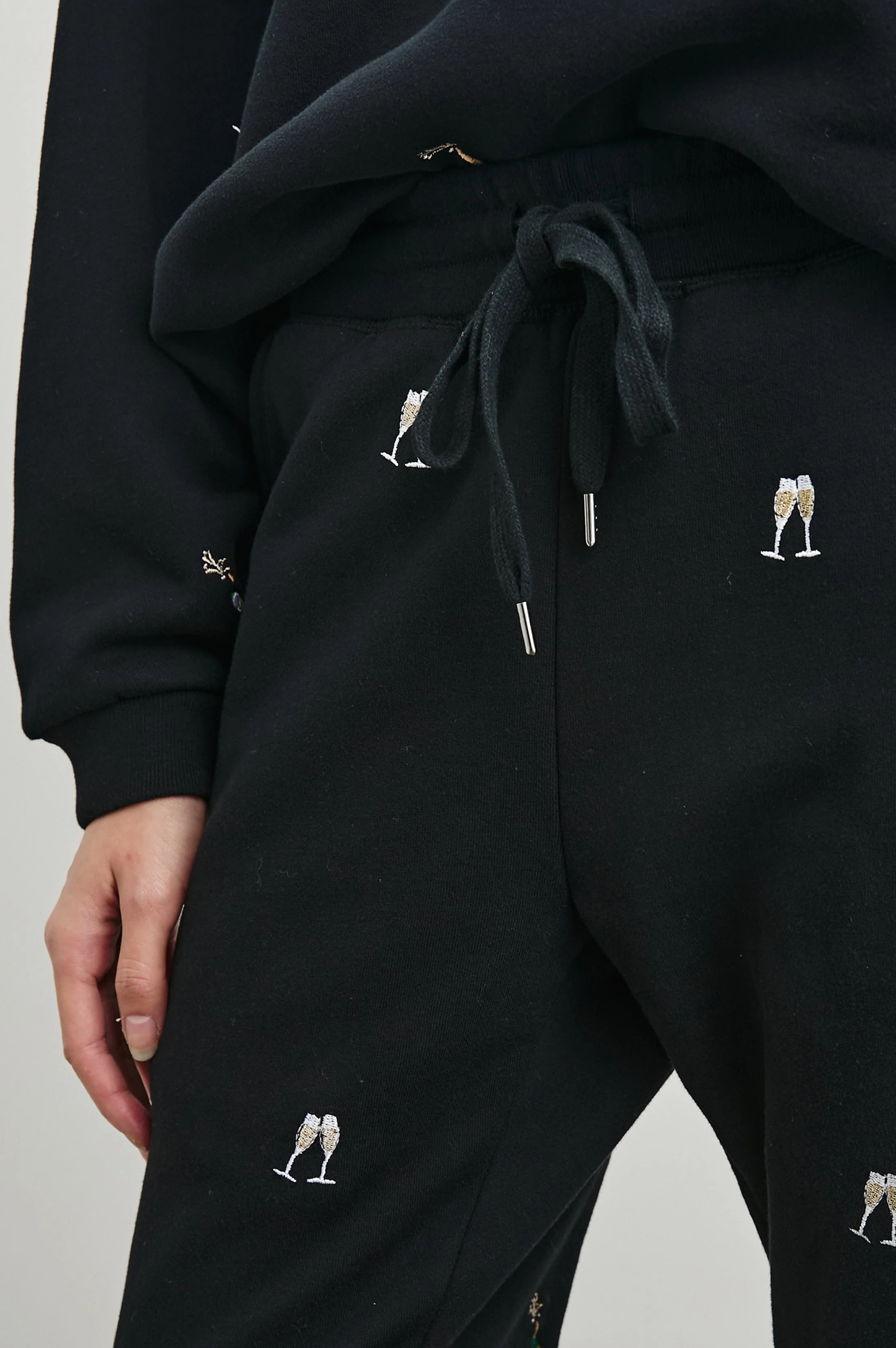 KINGSTON SWEATPANT - BLACK CHAMPAGNE EMBROIDERY - Image 2