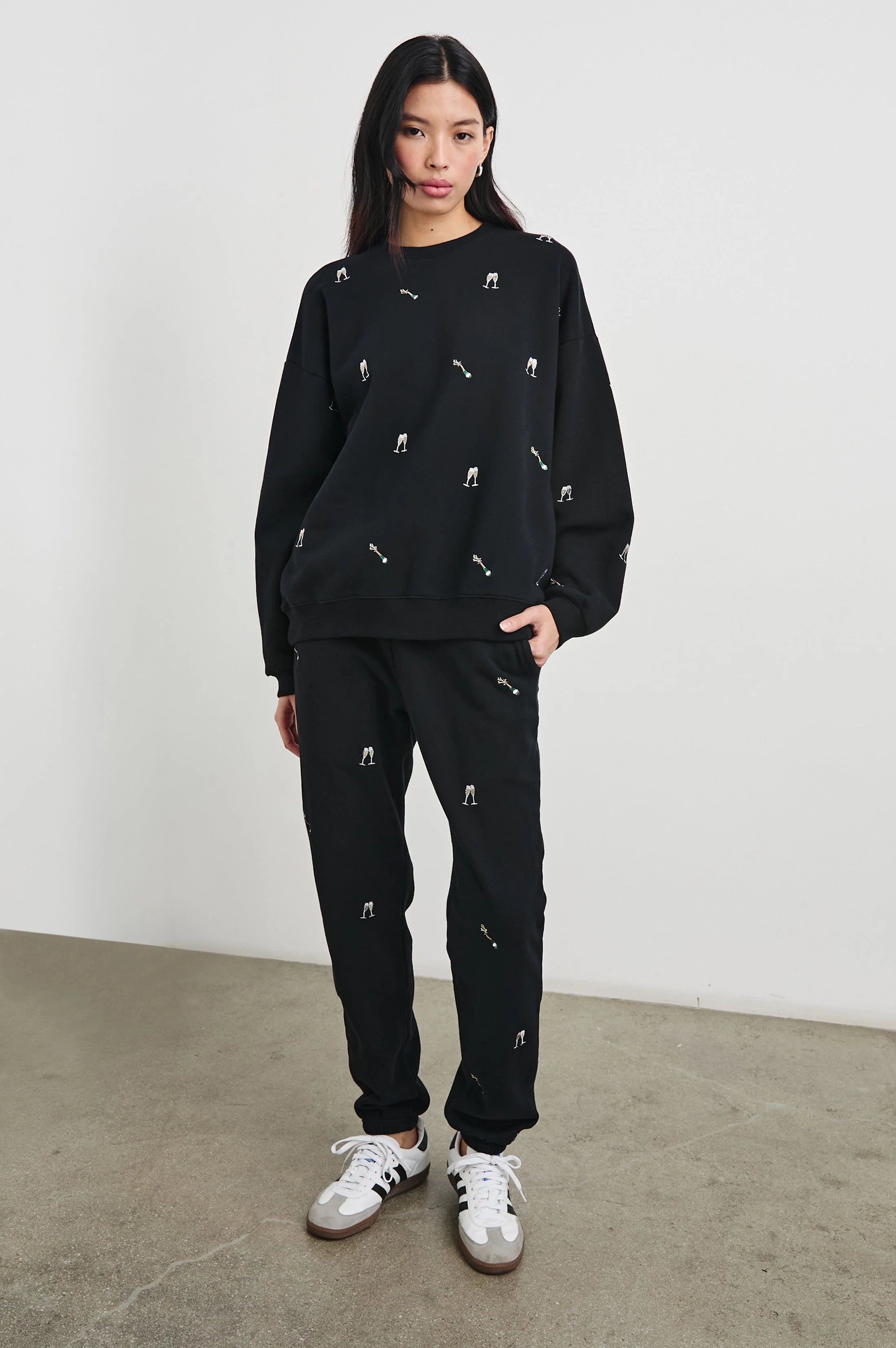 KINGSTON SWEATPANT - BLACK CHAMPAGNE EMBROIDERY - Image 4