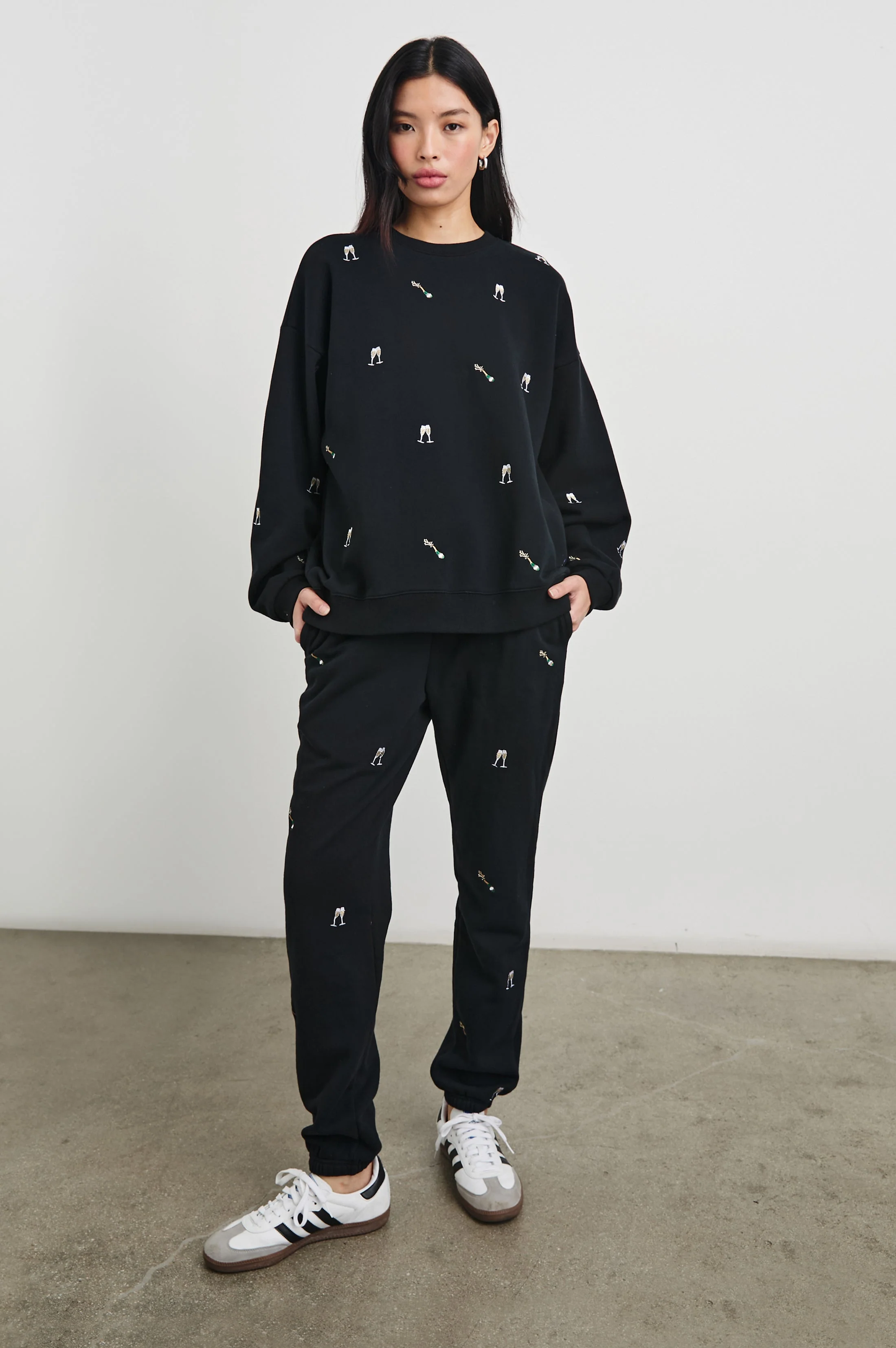 KINGSTON SWEATPANT - BLACK CHAMPAGNE EMBROIDERY - Image 5