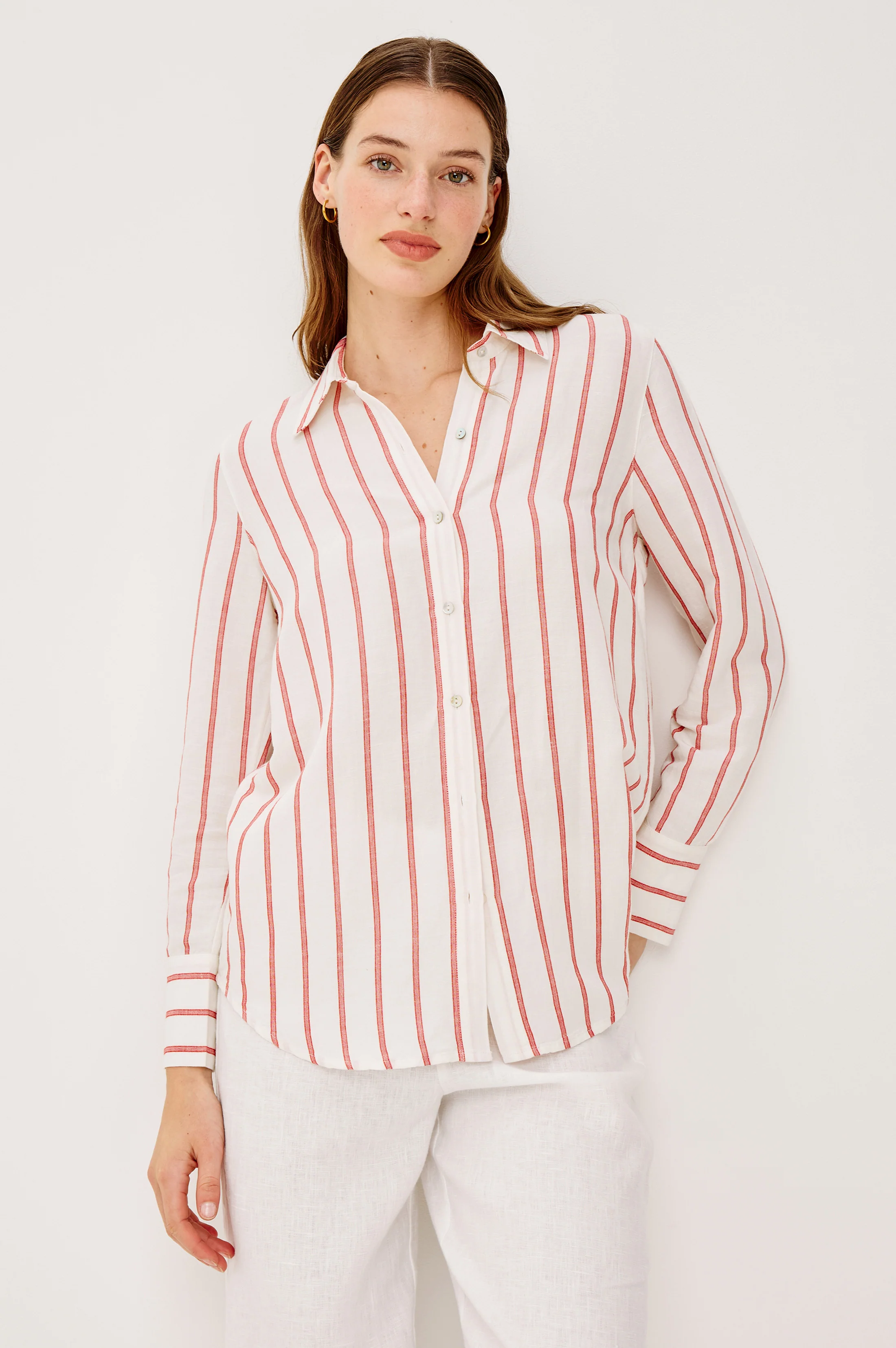 KNOX SHIRT - SCARLET IVORY STRIPE - Image 4
