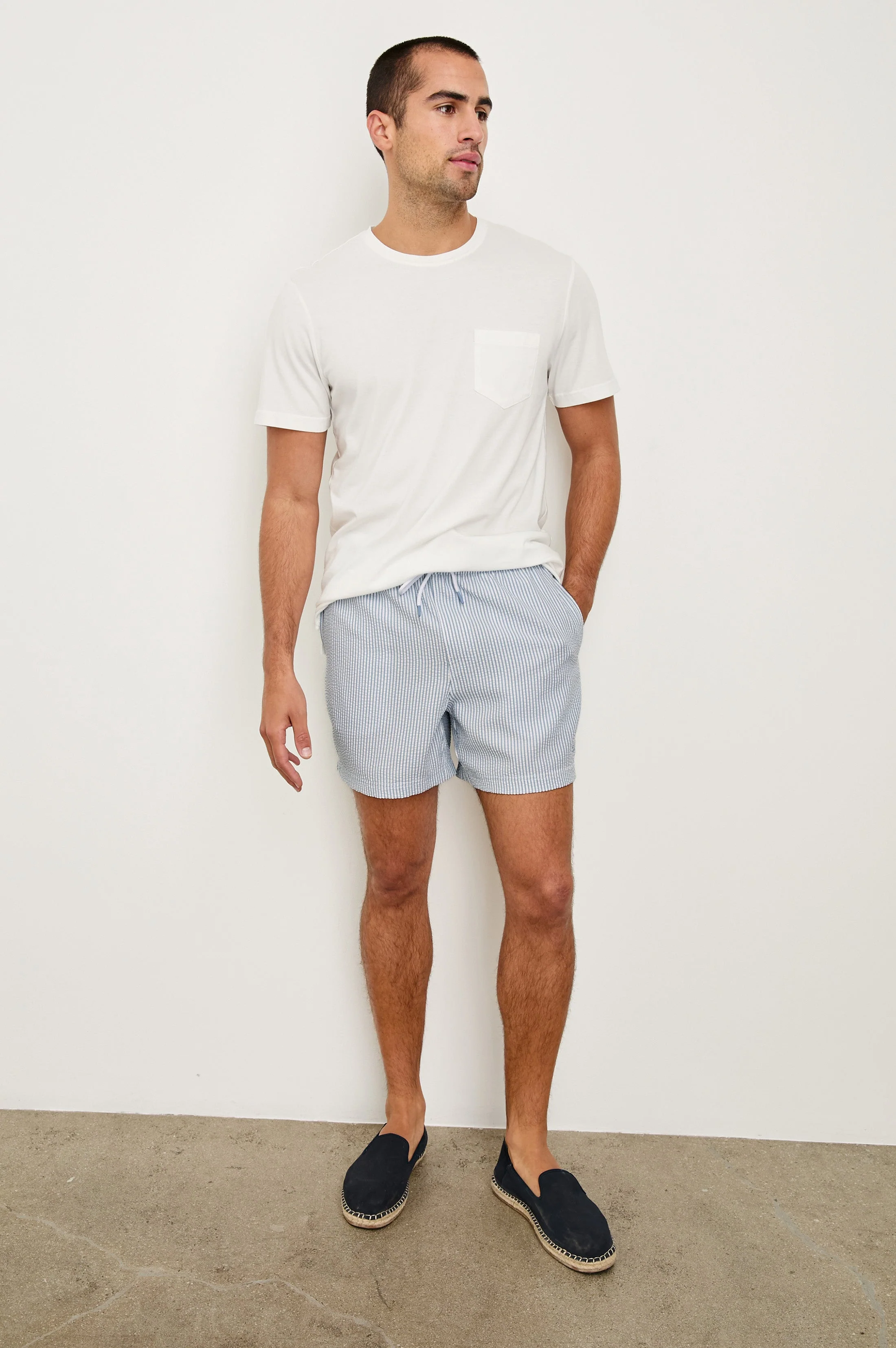 LA BREA SWIM SHORT - BLUE WHITE SEERSUCKER - Image 3