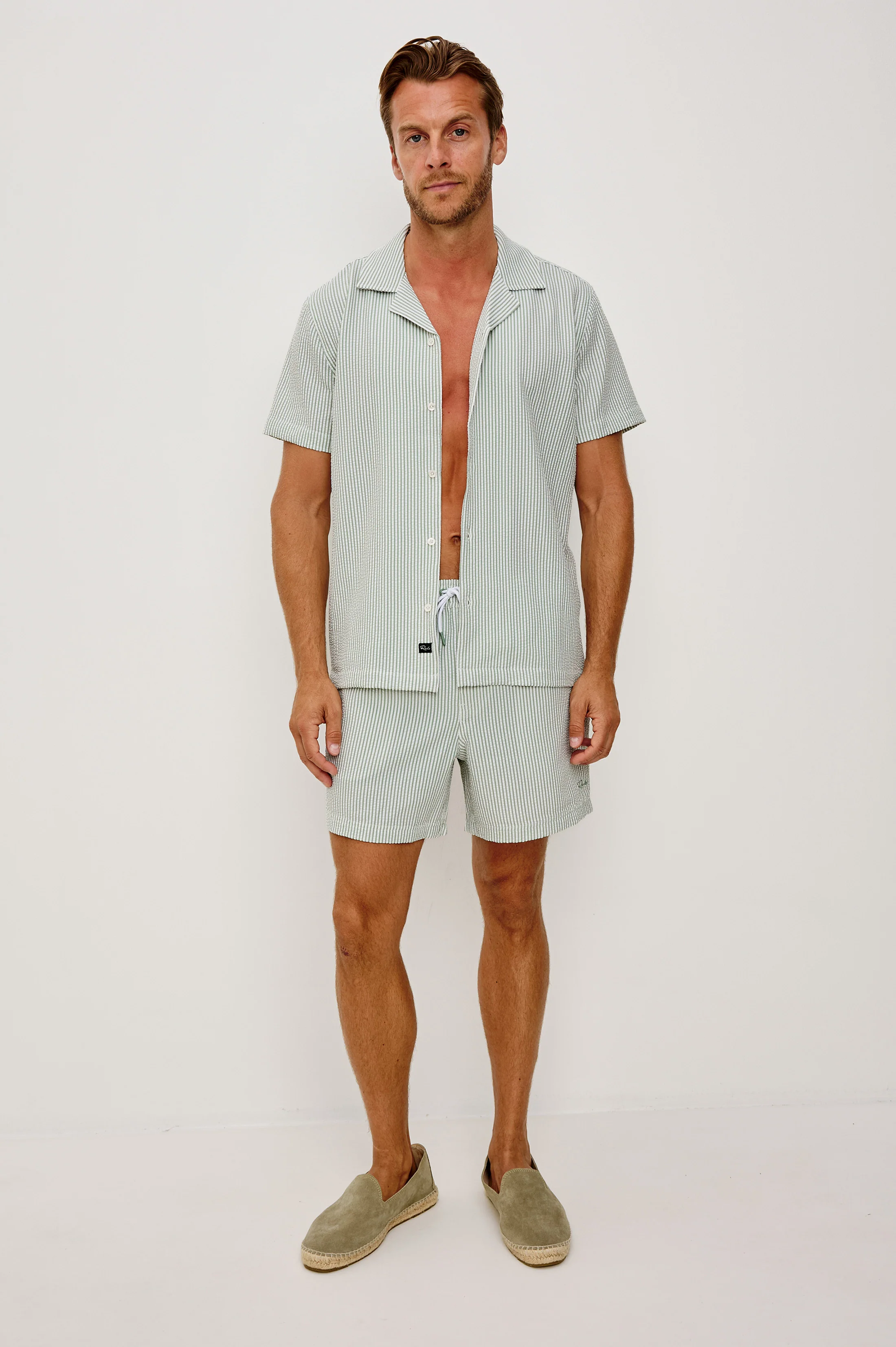 LA BREA SWIM SHORT - SAGE WHITE SEERSUCKER - Image 3