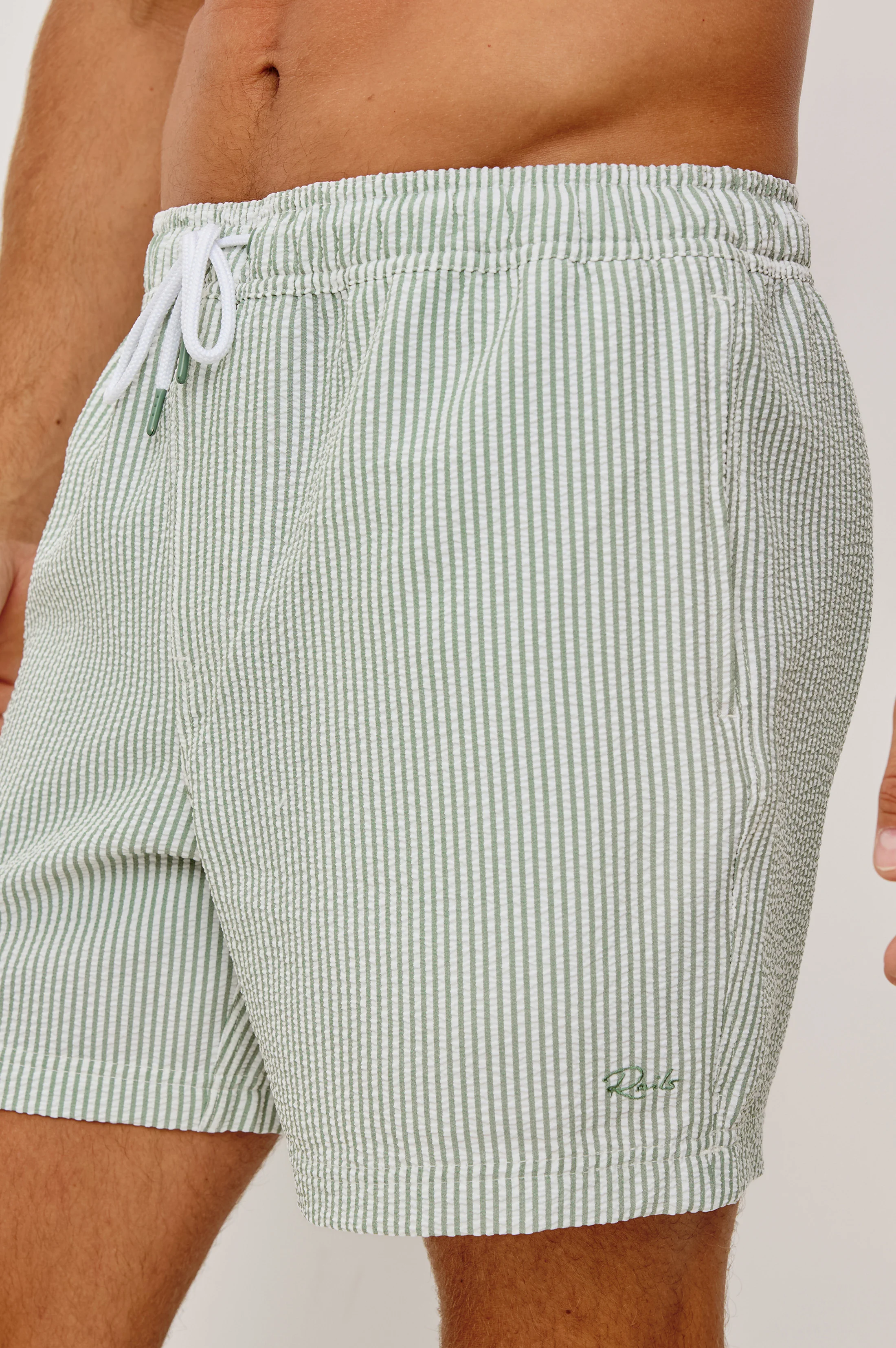 LA BREA SWIM SHORT - SAGE WHITE SEERSUCKER - Image 5
