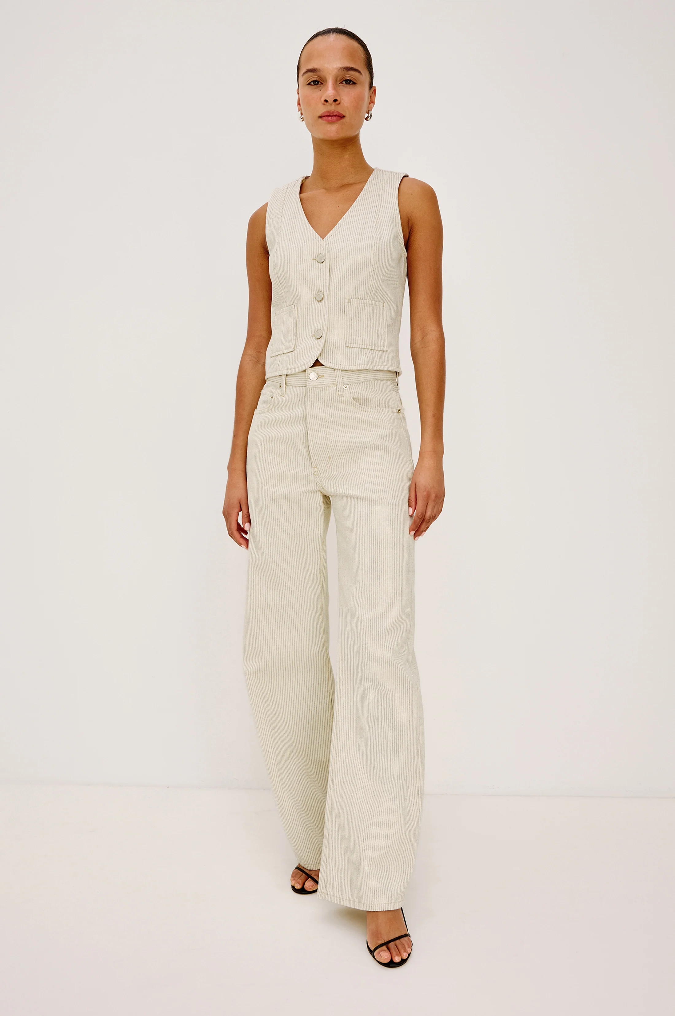 LA JOLLA VEST - ECRU RAILROAD STRIPE - Image 3