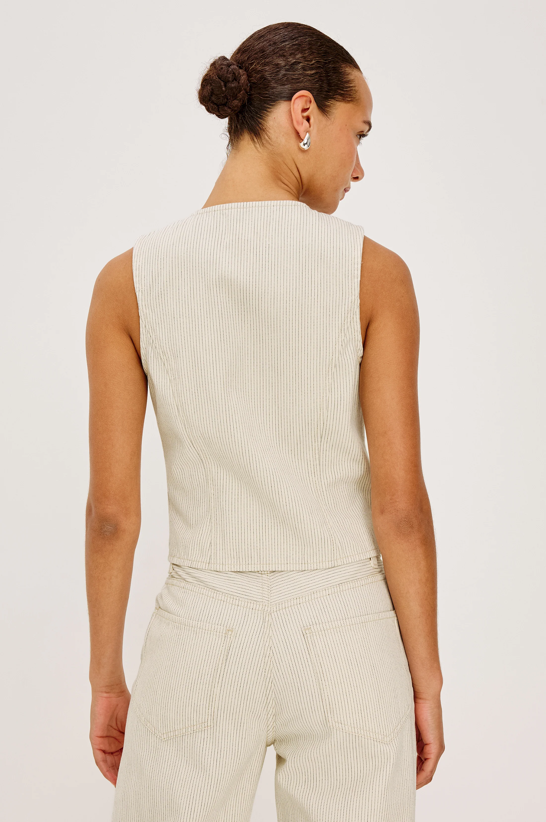 LA JOLLA VEST - ECRU RAILROAD STRIPE - Image 5