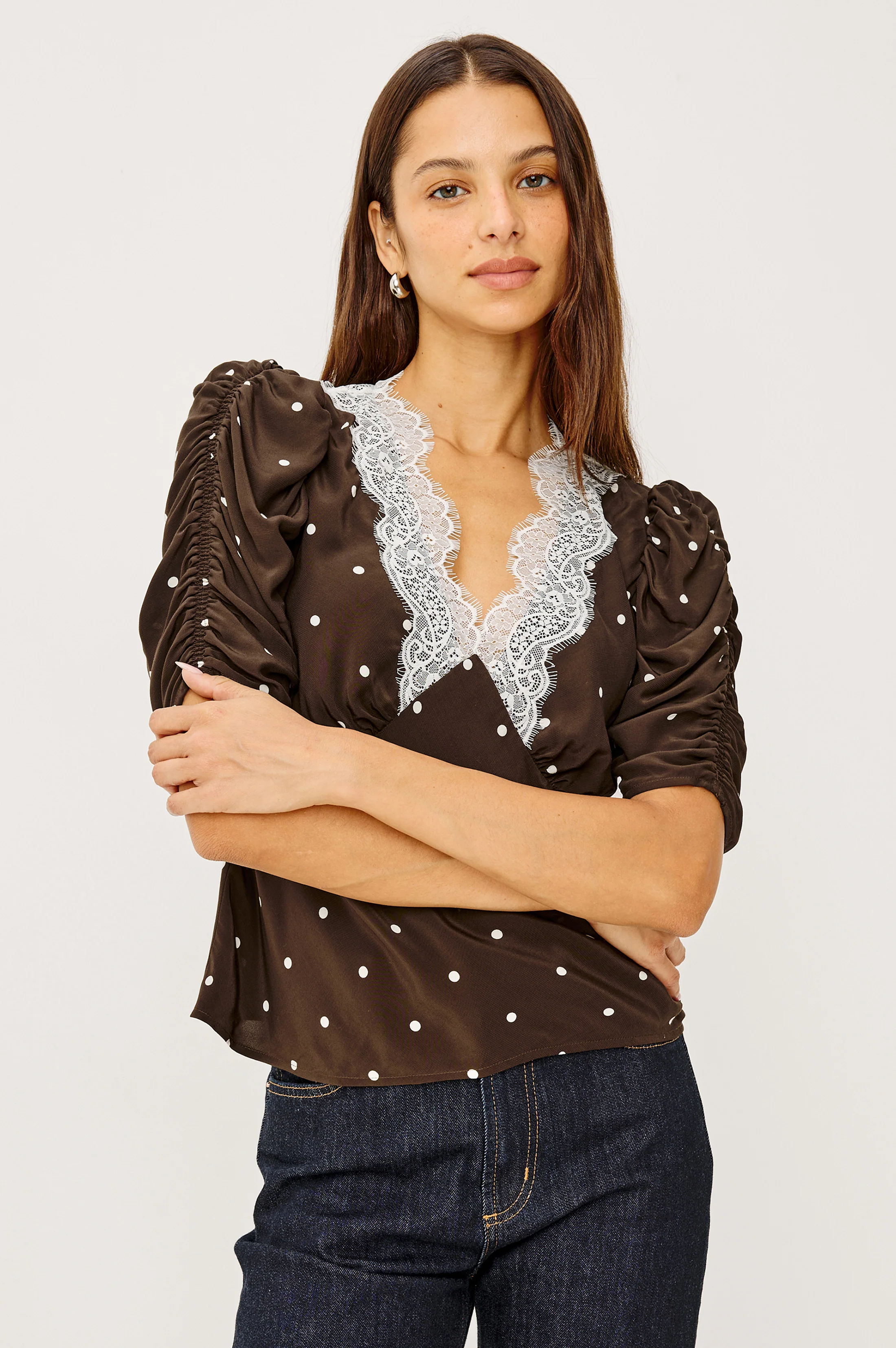 LAZARA TOP - COCOA POLKA DOTS - Image 4