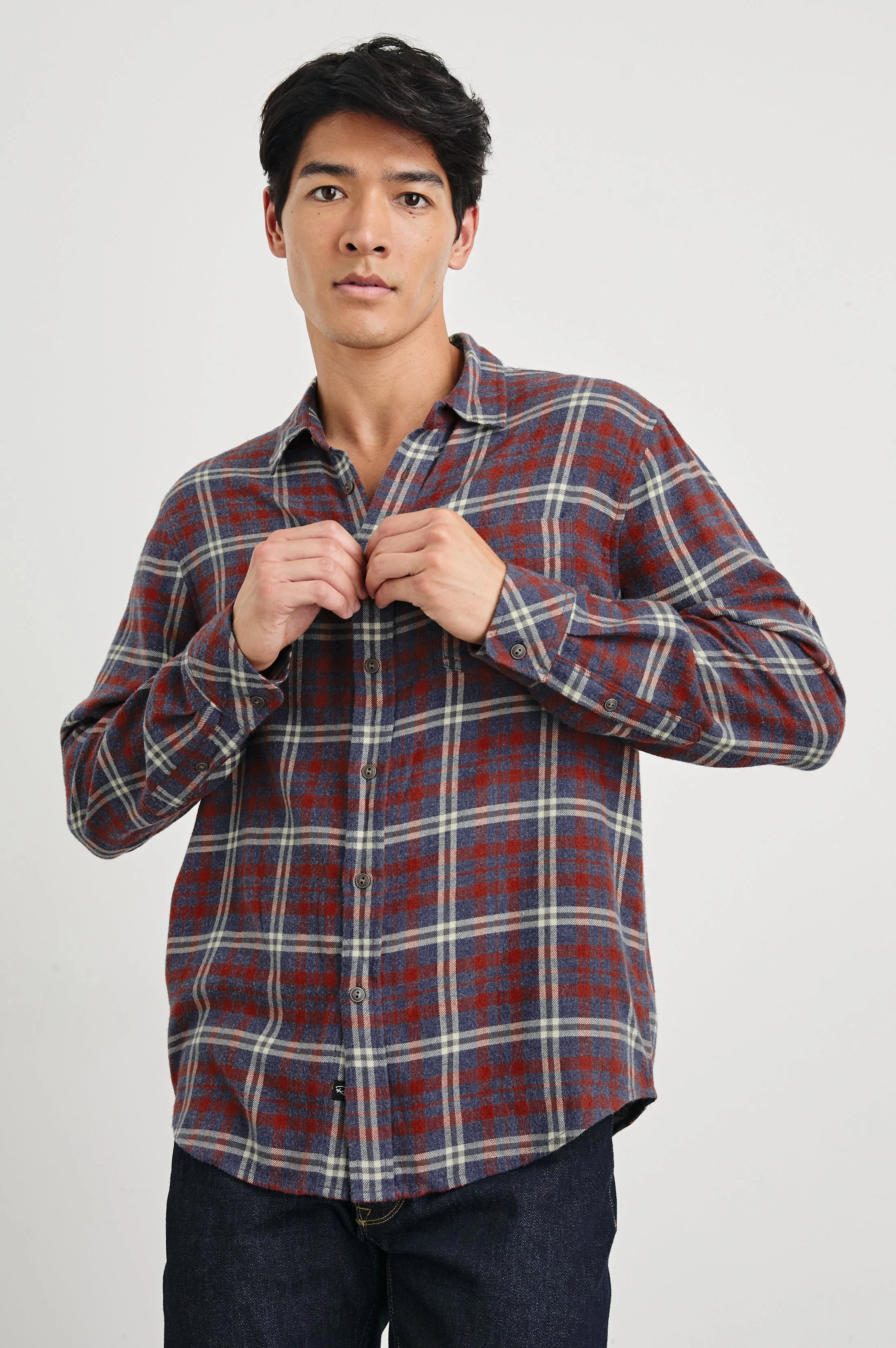 LENNOX SHIRT - NAVY RED CREAM