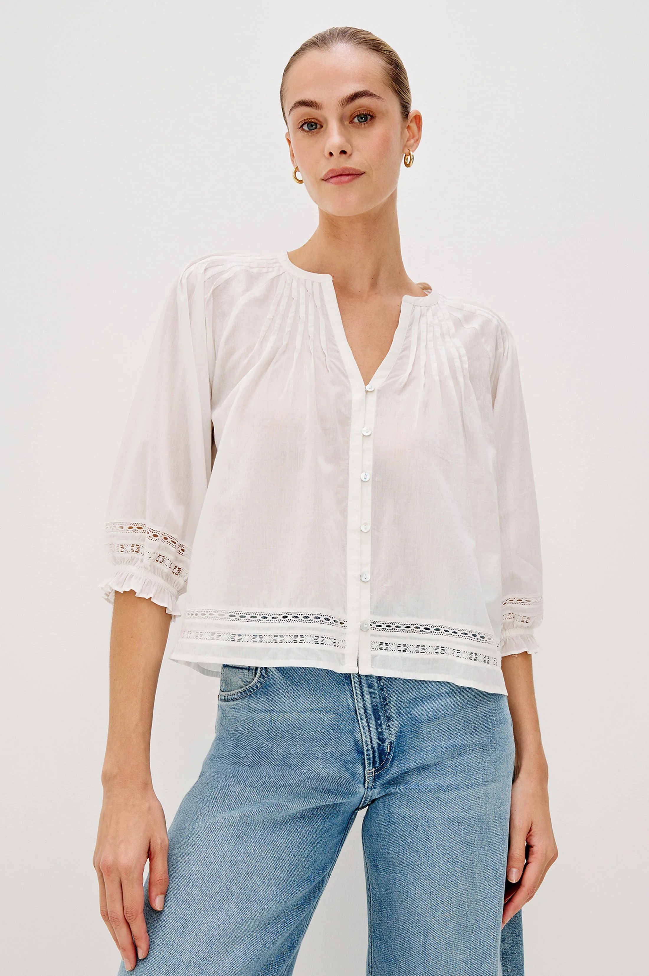 LILAH TOP - WHITE LACE DETAIL