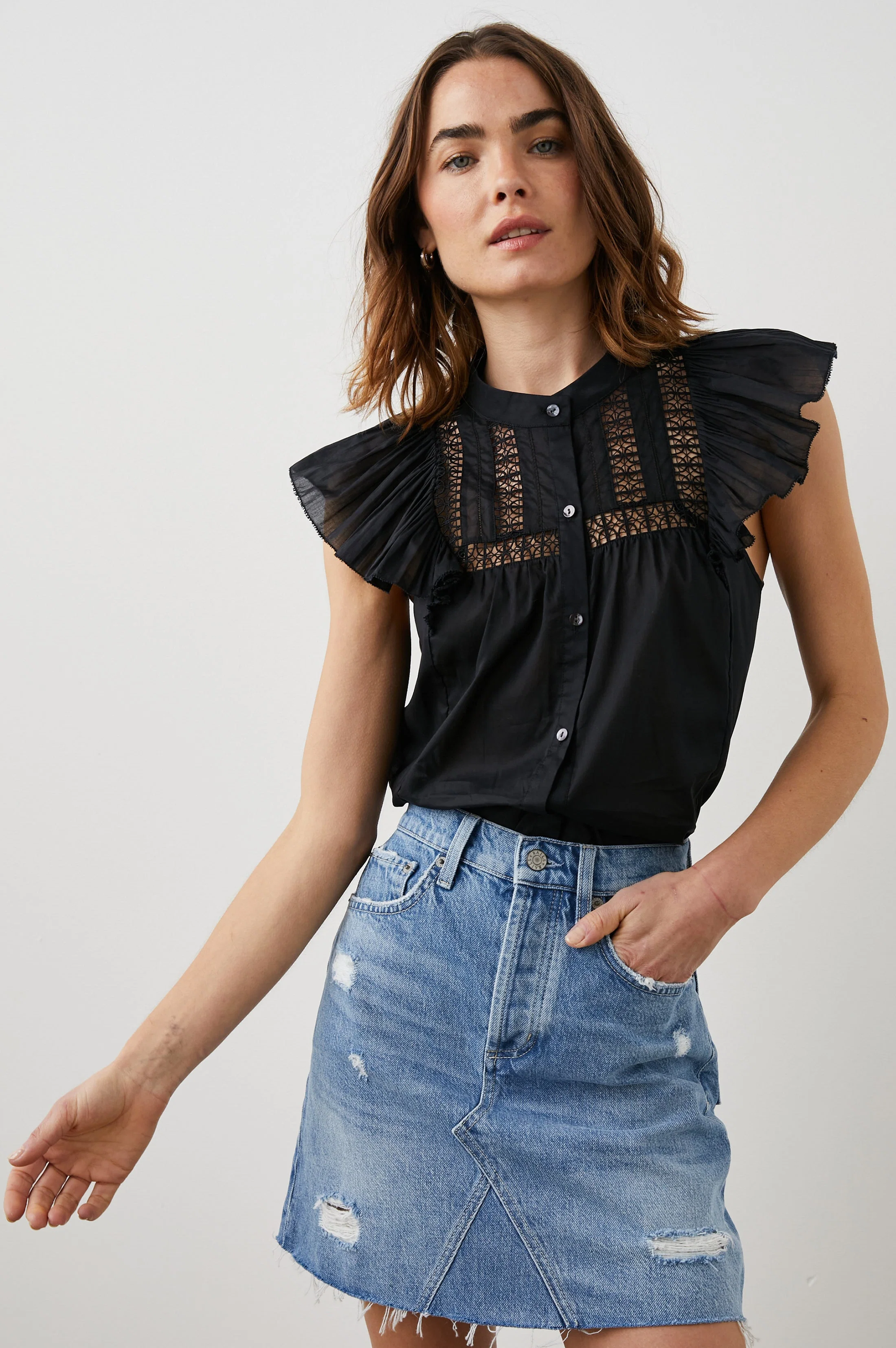 LOUELLA TOP - TRUE BLACK