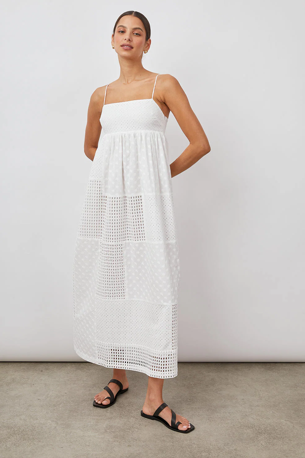 LUCILLE DRESS - WHITE EYELET MIX - Image 4