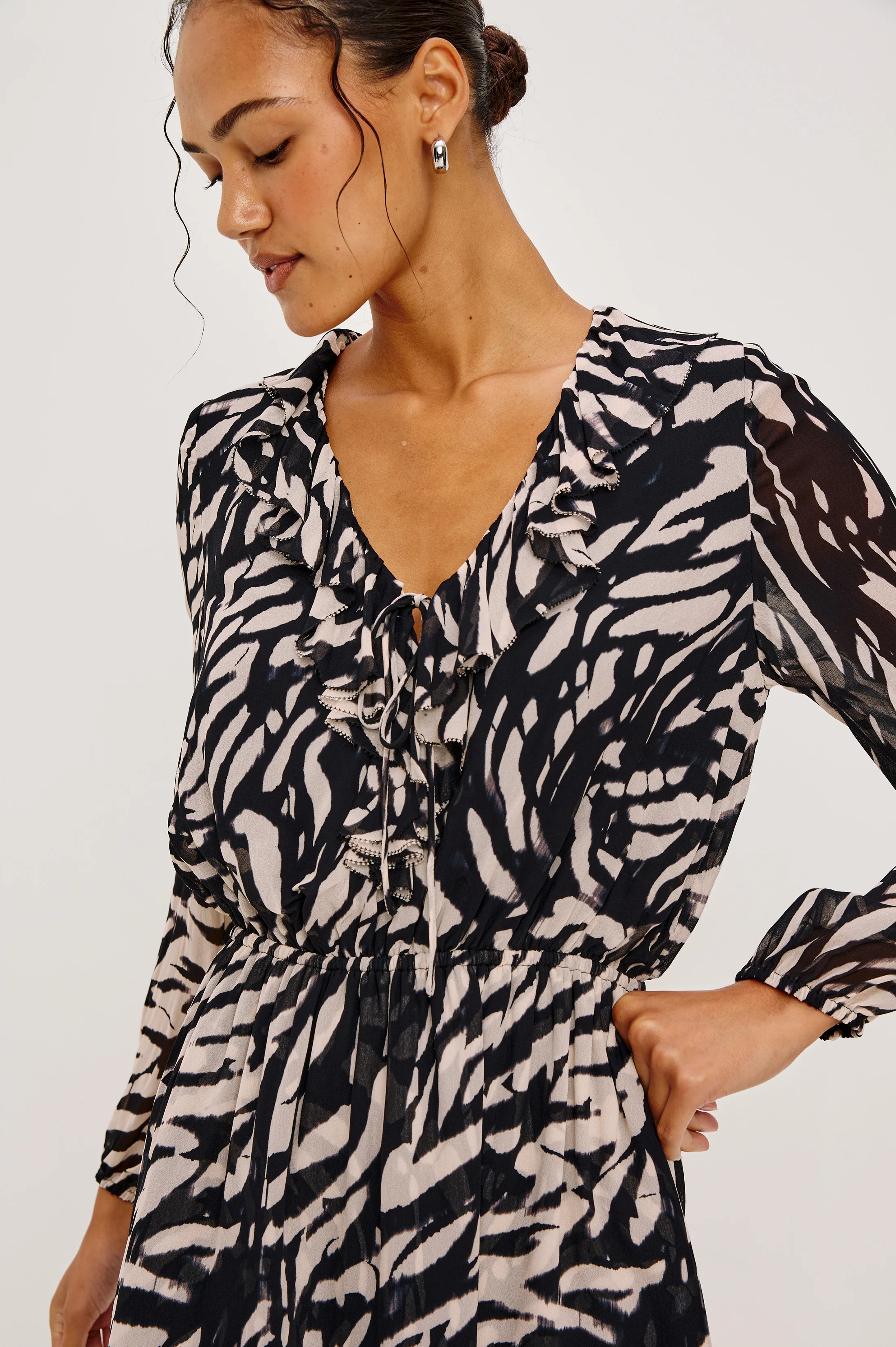 LUCRESIA DRESS - IVORY TIGER STRIPE - Image 2