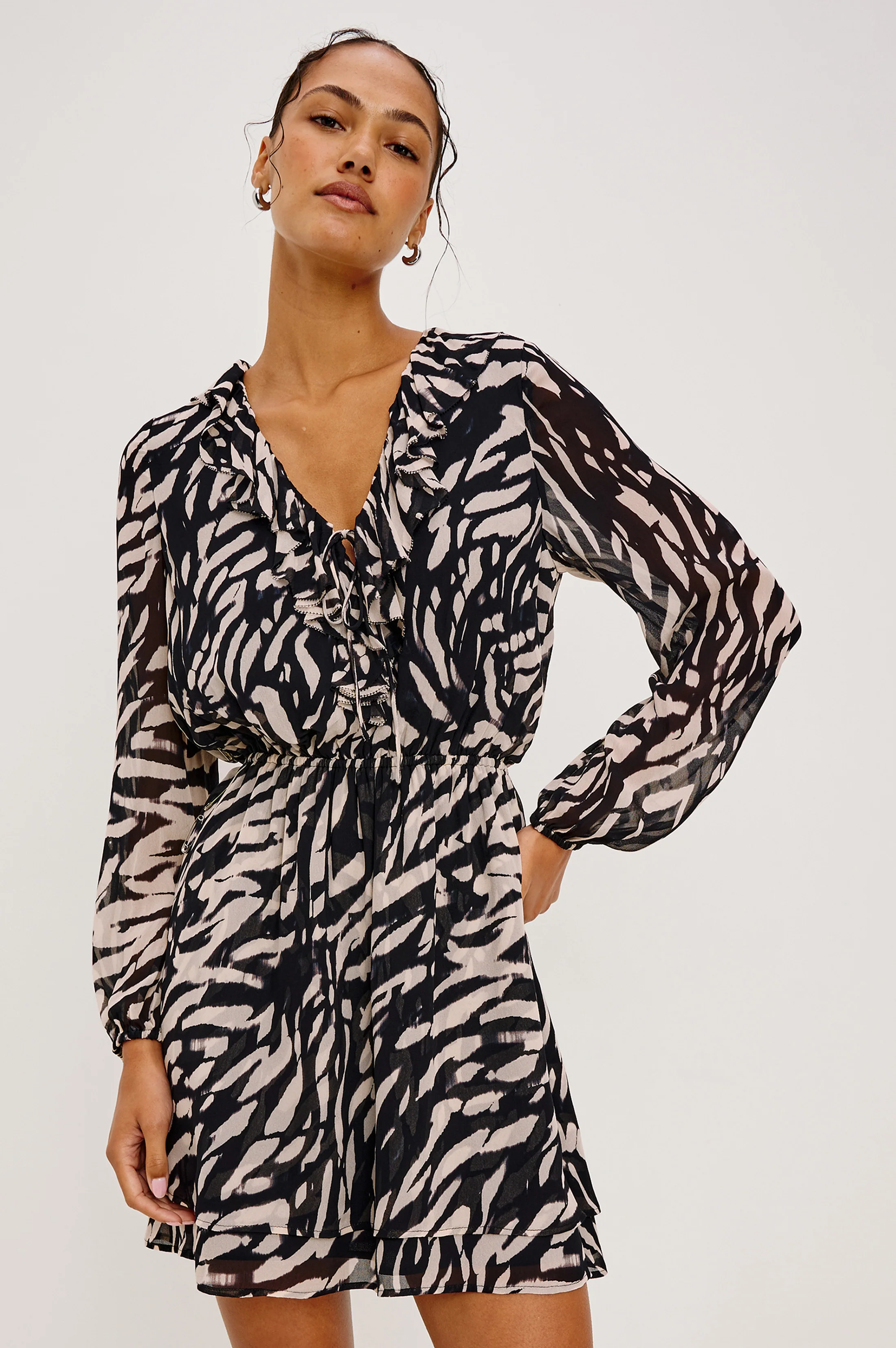 LUCRESIA DRESS - IVORY TIGER STRIPE - Image 4