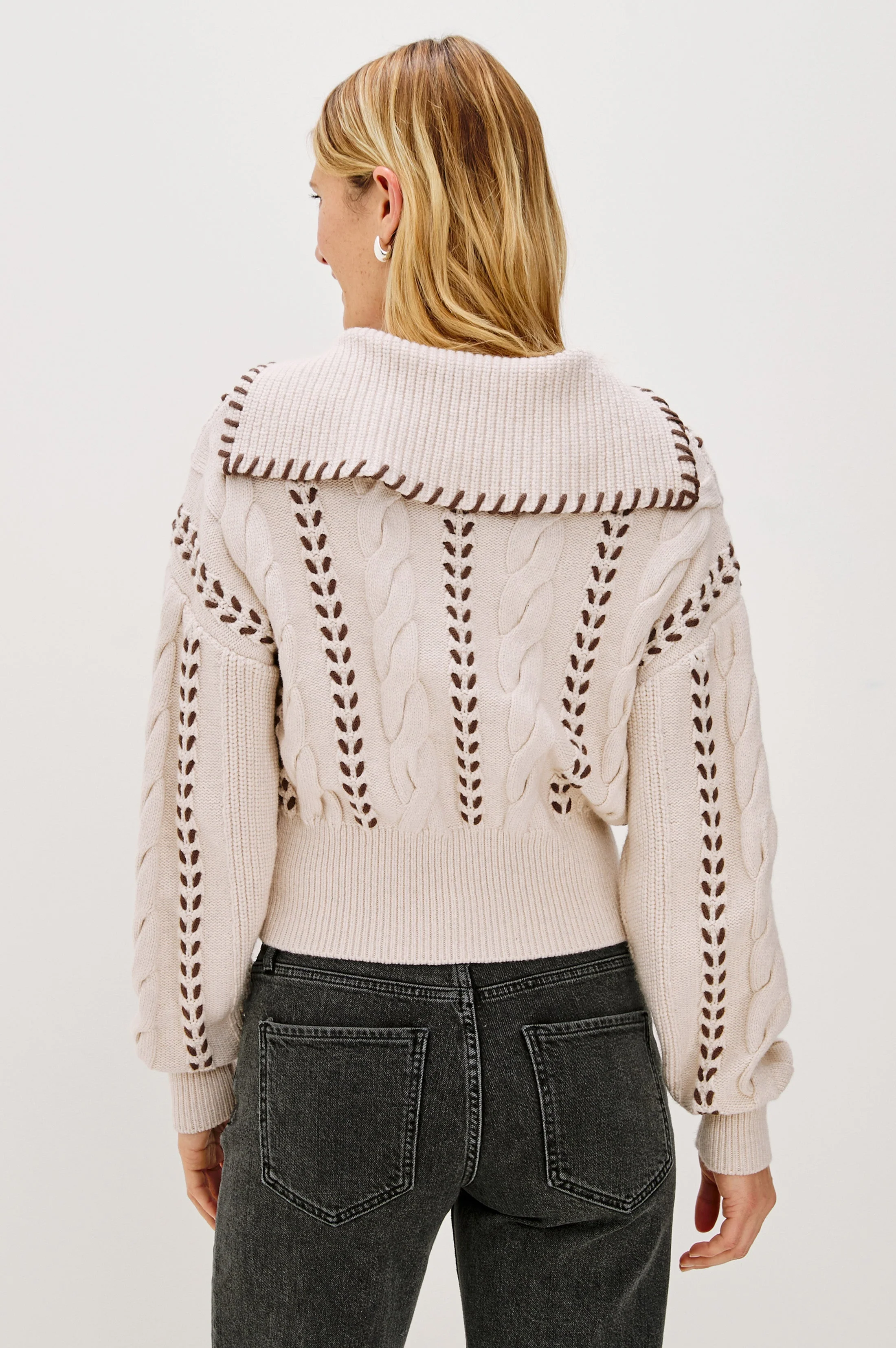 LUNE SWEATER - OATMEAL BROWN WHIP STITCH - Image 5