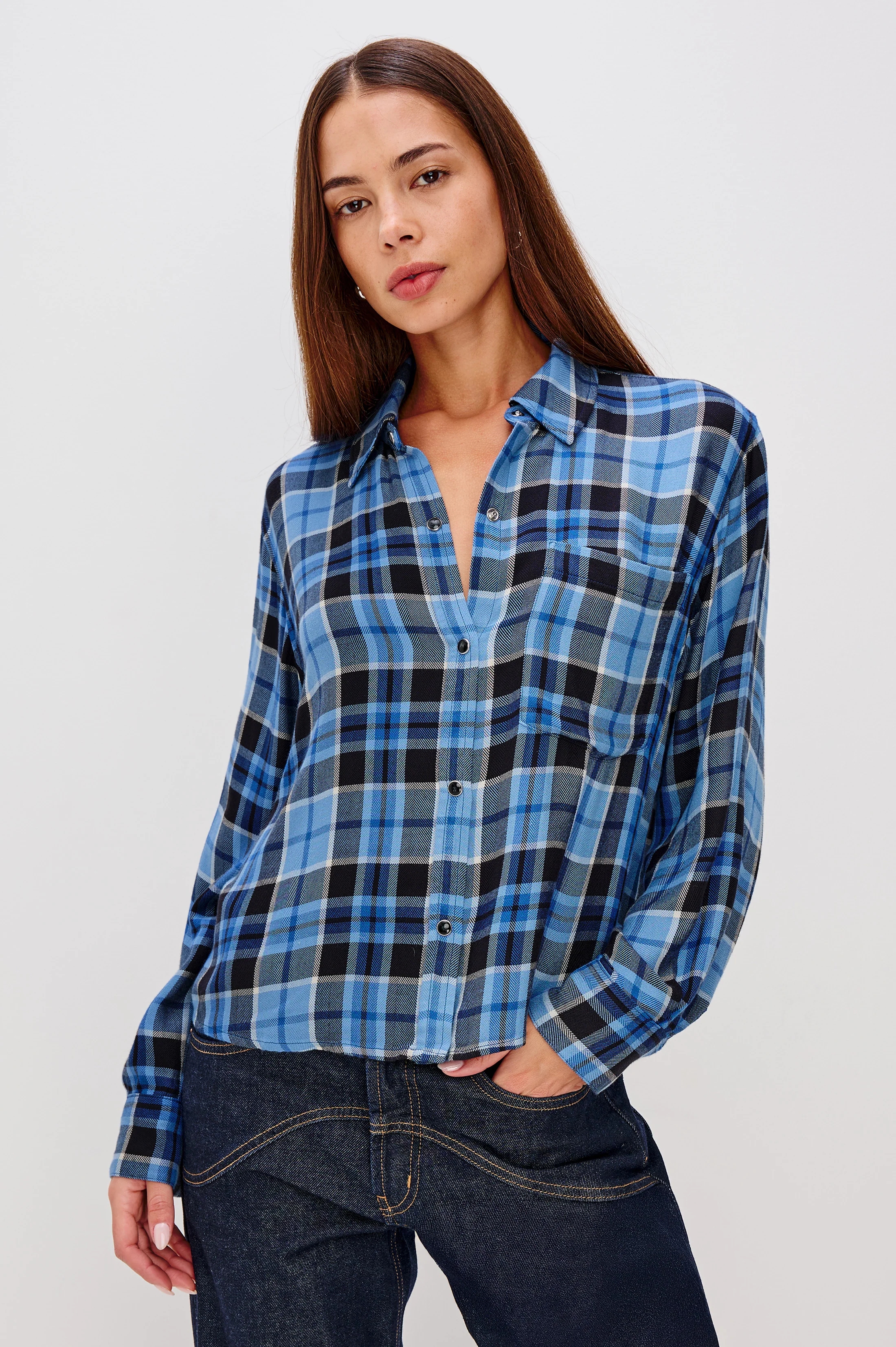 MALIN SHIRT - MIDNIGHT BLUE WHITE - Image 3