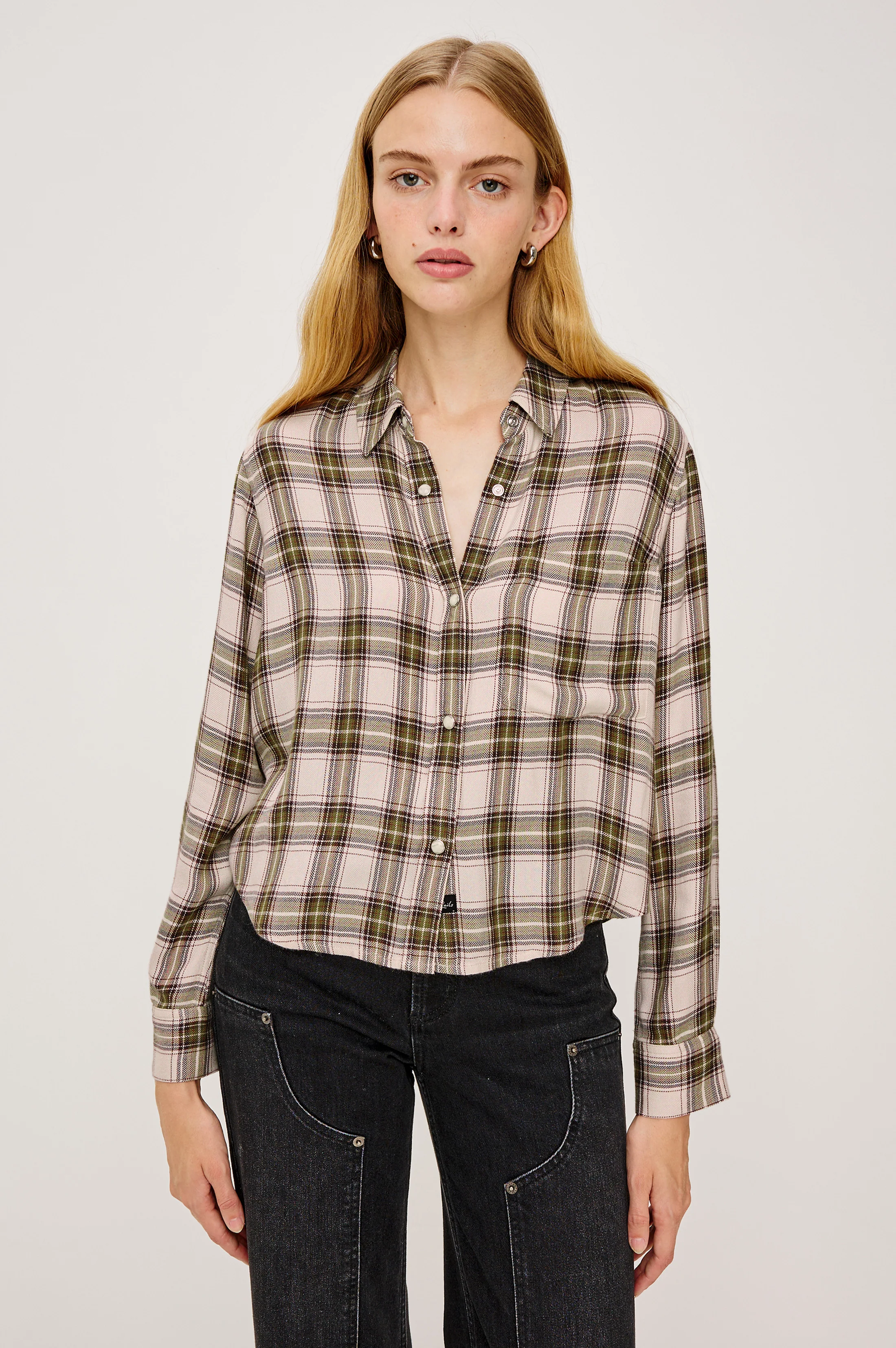 MALIN SHIRT - OLIVE BROWN CREAM