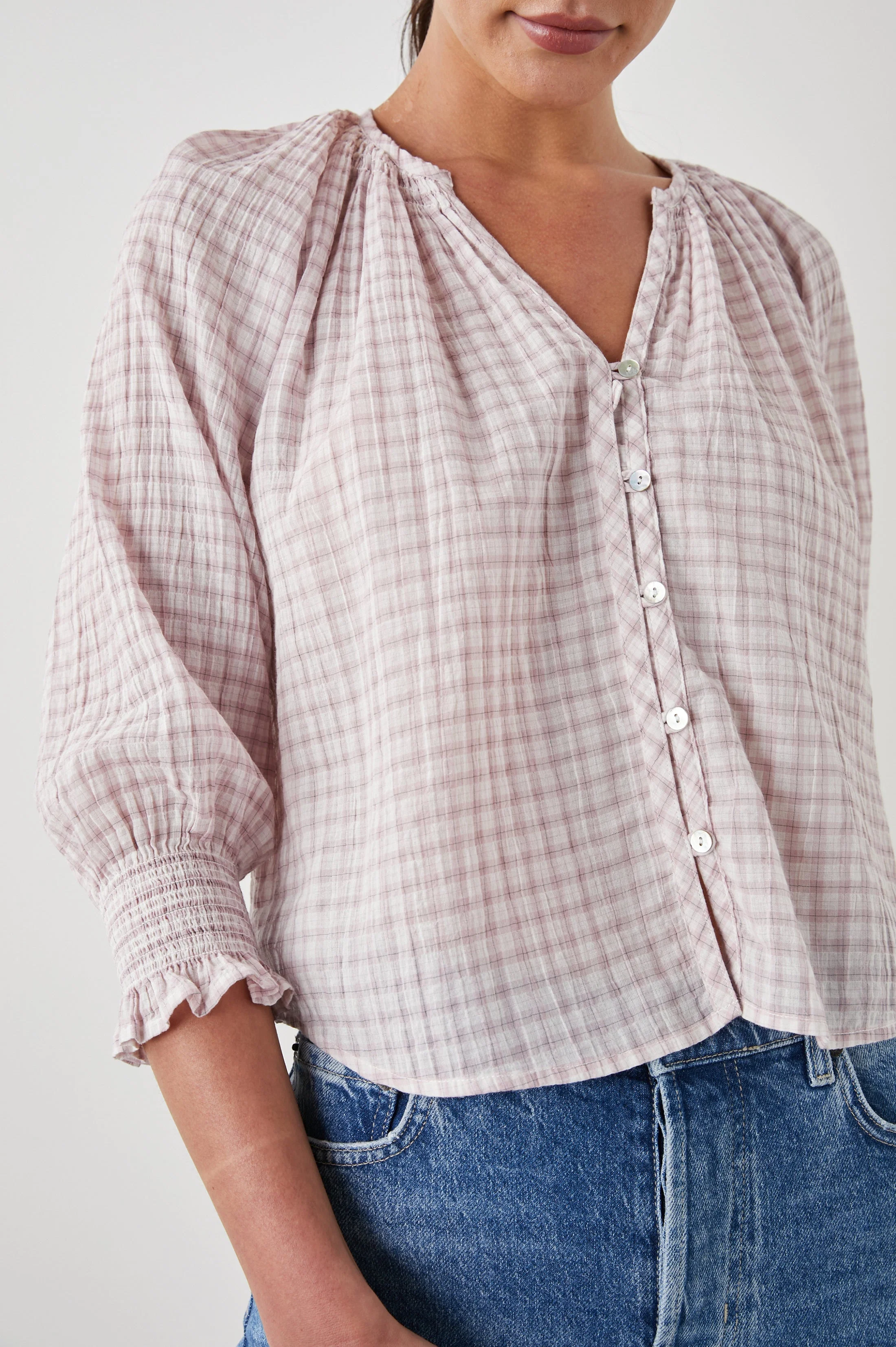 MARIAH TOP - SOFT ROSE CHECK - Image 2