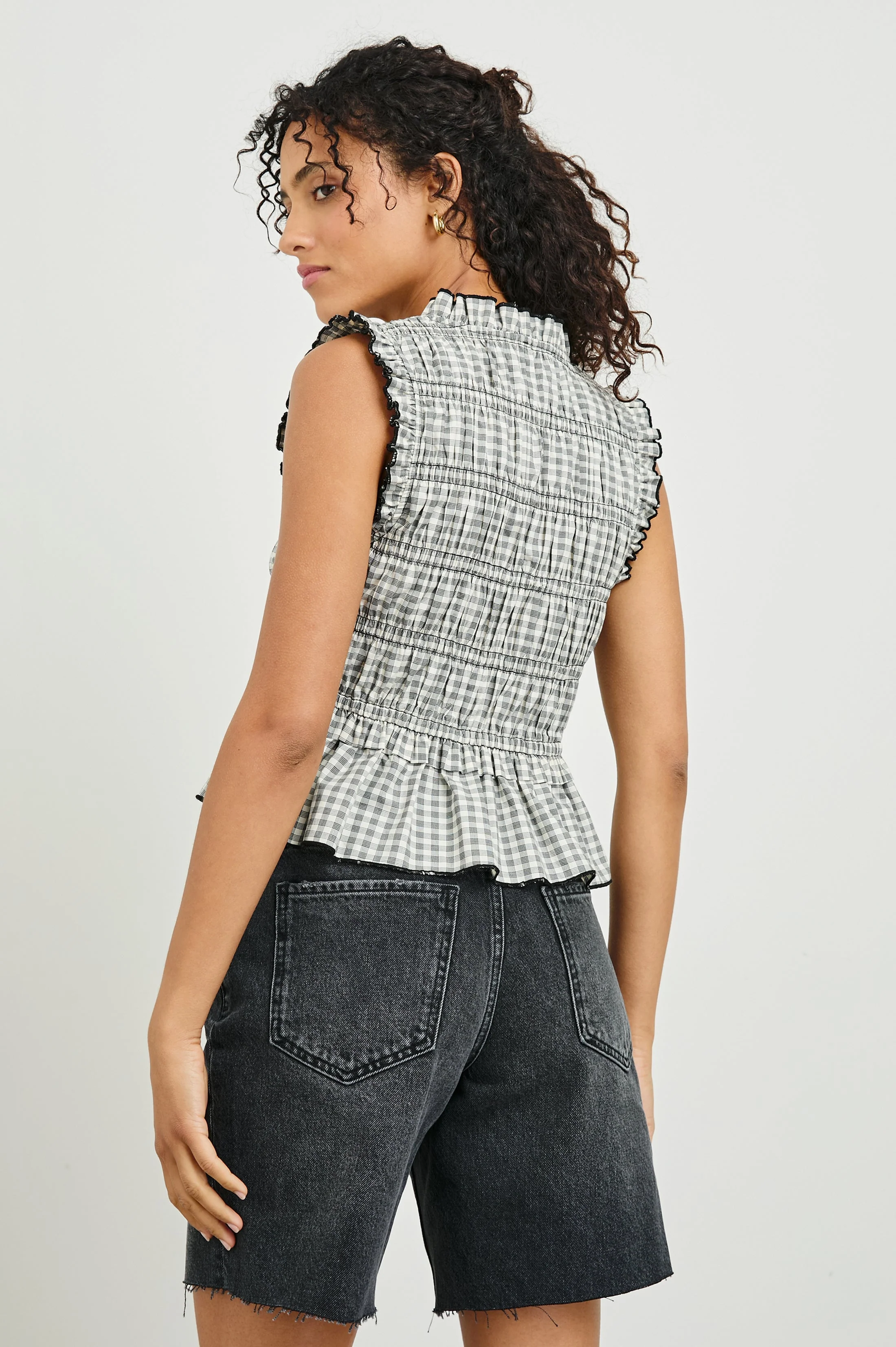 MARTINE TOP - IVORY JET GINGHAM - Image 5