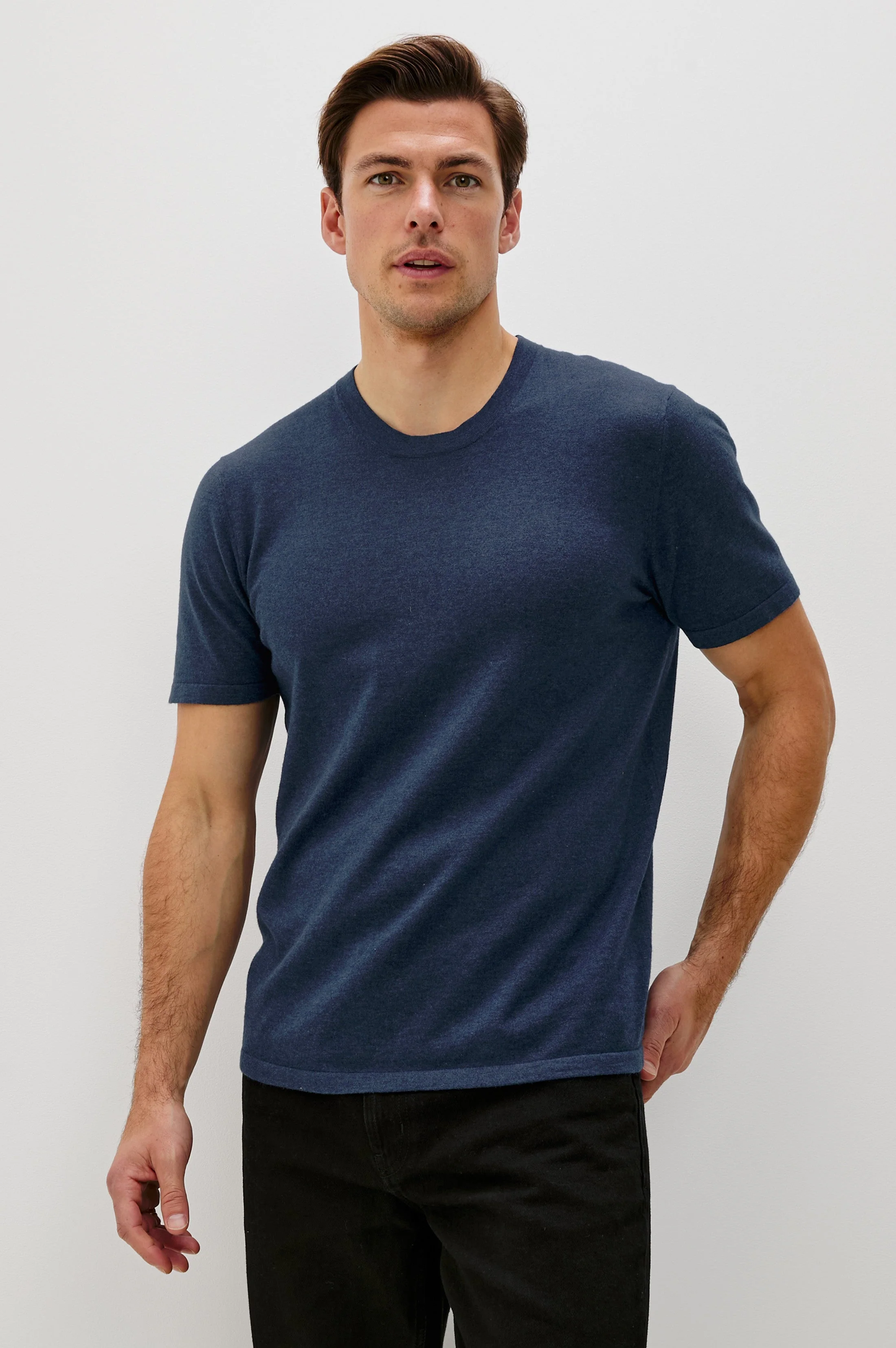 MASON COTTON CASHMERE T-SHIRT - HEATHER BLUE