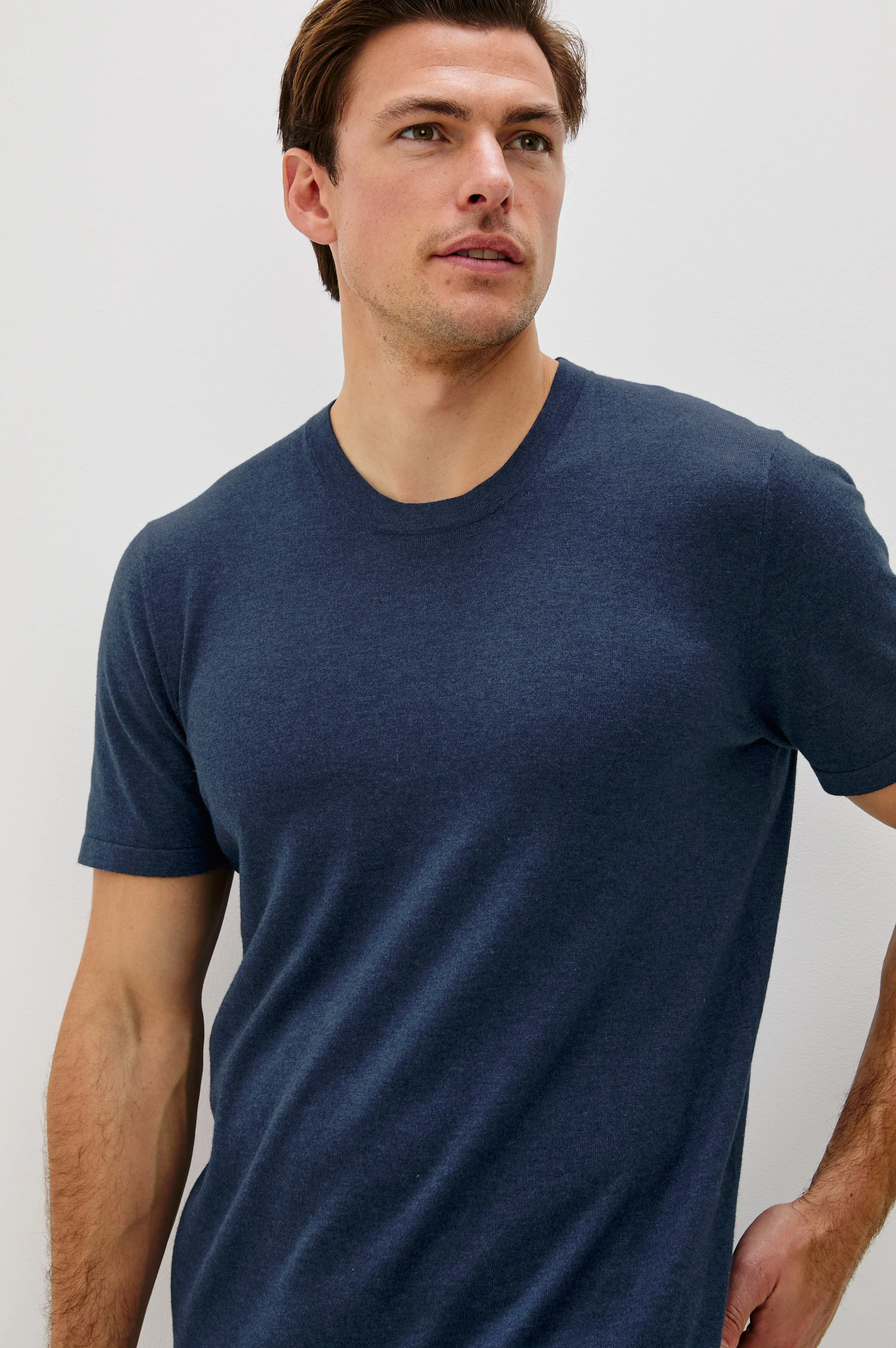 MASON COTTON CASHMERE T-SHIRT - HEATHER BLUE - Image 3