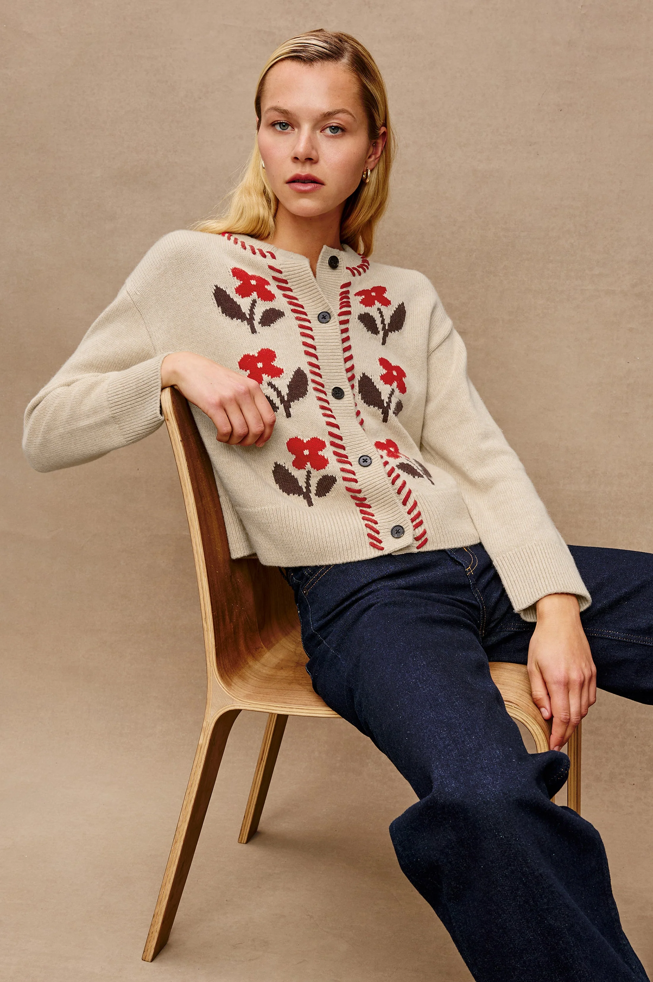 MAVIE CARDIGAN - CARMINE FLORAL - Image 3